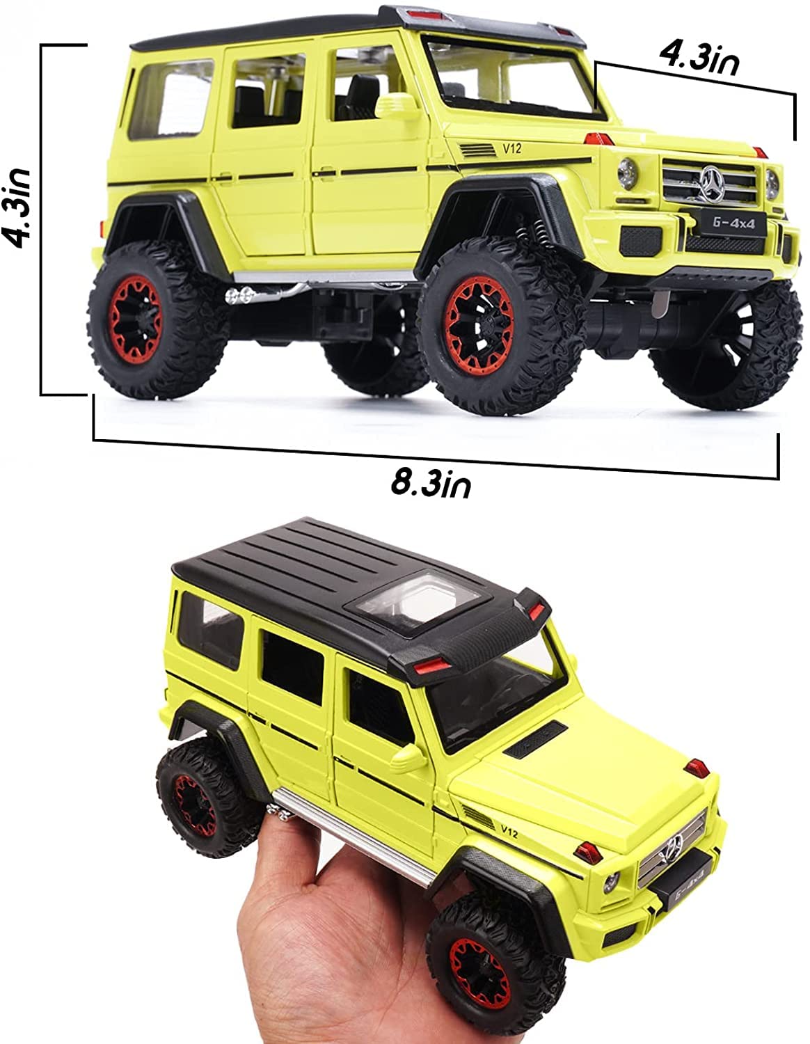 BIG SIZE MERCEDES AMG G500 4X4 1:24 DIECAST METAL PULLBACK TOY CAR WITH OPENABLE DOORS & LIGHT, MUSIC BOYS CAR FOR KIDS BEST TOYS GIFTS TOYS FOR KIDS [SIZE:-21CM*11CM*10.5CM]【 MULTICOLOR 】