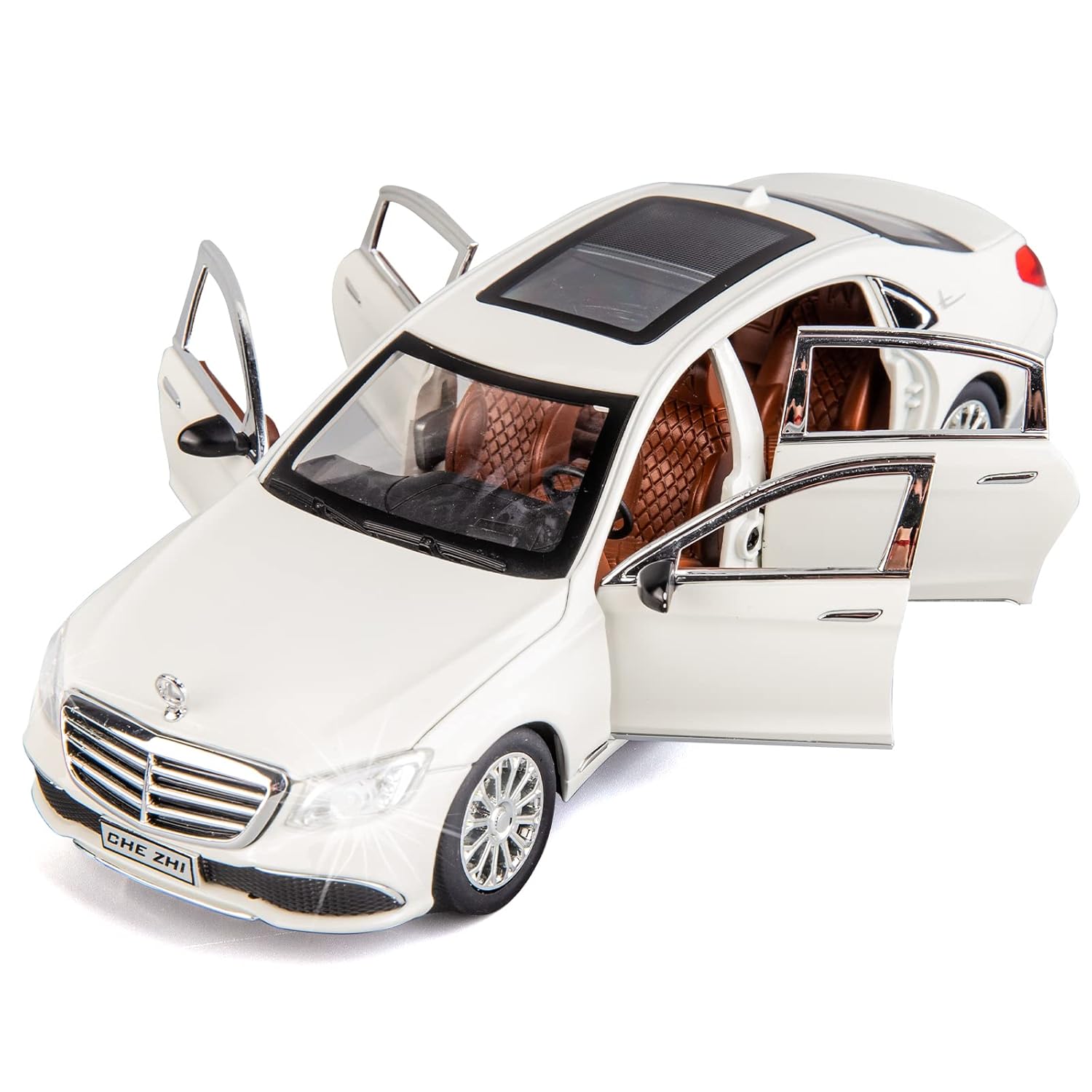 BIG SIZE MERCEDES BENZ E300 1:24 DIECAST METAL PULLBACK TOY CAR WITH OPENABLE DOORS & LIGHT, MUSIC BOYS CAR FOR KIDS BEST TOYS GIFTS TOYS FOR KIDS [SIZE:-22CM*9CM*7CM]【 MULTICOLOR 】