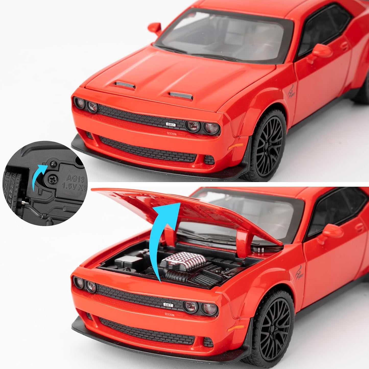 Dodge Challenger Hellcat Scale Model Diecast Metal Car - All Size