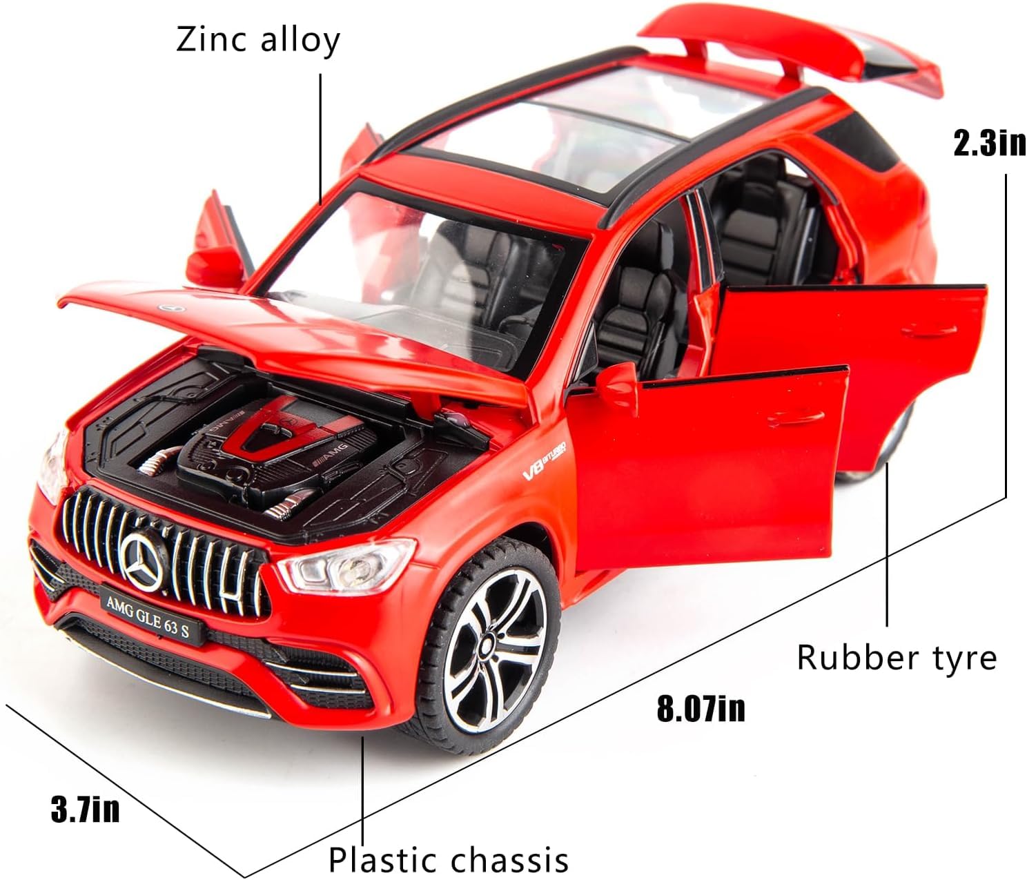 MERCEDES BENZ GTR GLE 63S 1:32 DIECAST METAL PULLBACK TOY CAR WITH OPENABLE DOORS & LIGHT, MUSIC BOYS CAR FOR KIDS BEST TOYS GIFTS TOYS FOR KIDS [SIZE:-15.3CM*6.8CM*5.9CM]【 MULTICOLOR 】