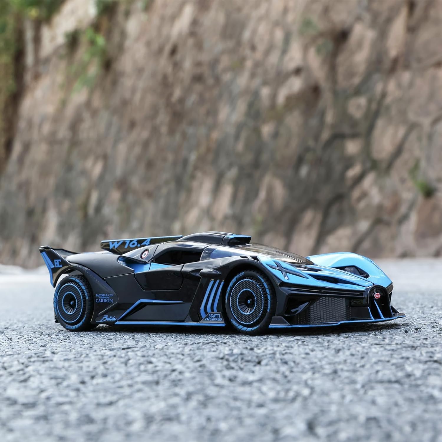 BIG SIZE BUGATTI BOLIDE 1:24 DIECAST METAL PULLBACK TOY CAR WITH OPENABLE DOORS & LIGHT, MUSIC BOYS CAR FOR KIDS BEST TOYS GIFTS TOYS FOR KIDS [SIZE:-21.5CM*9.8CM*5CM]【 MULTICOLOR 】