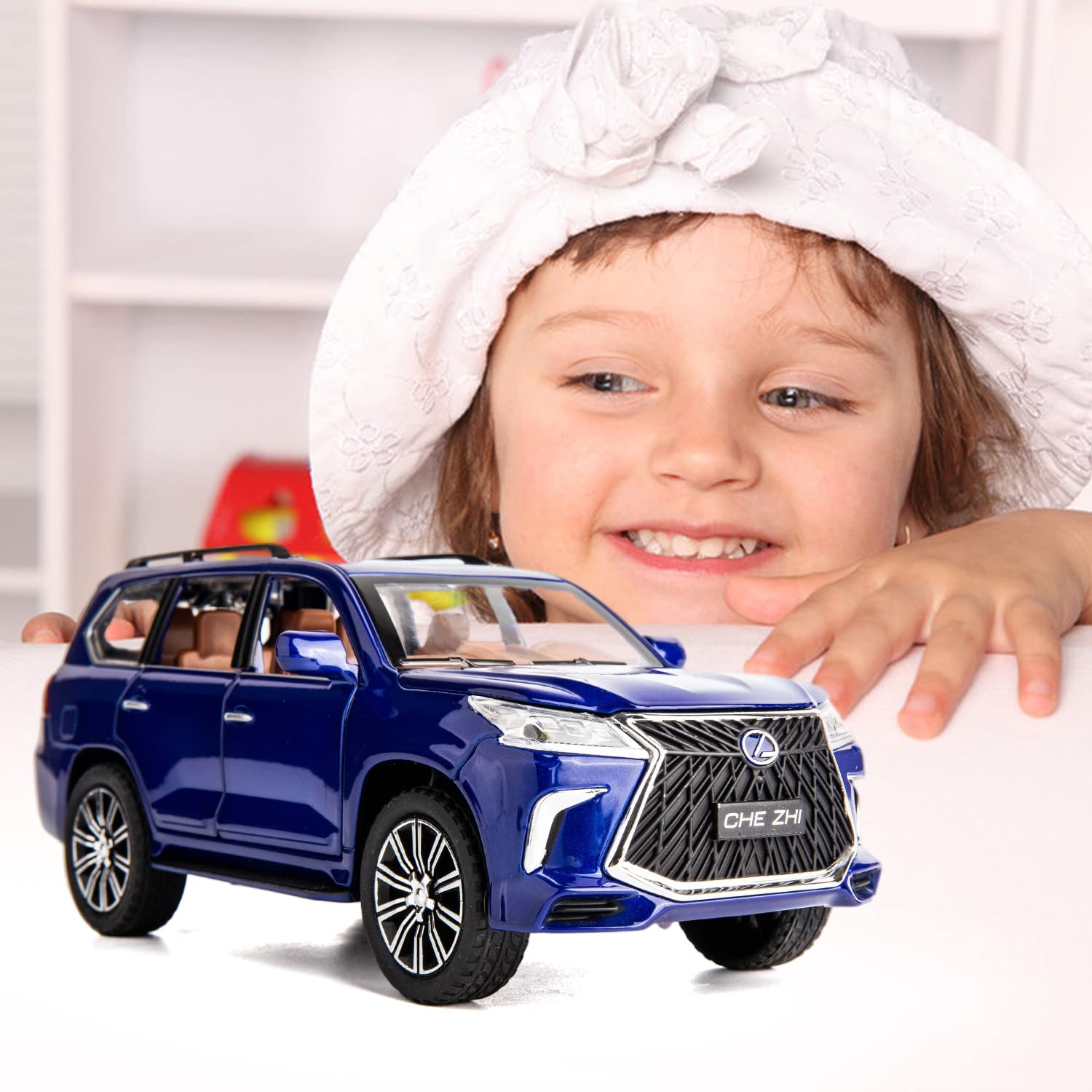 BIG SIZE LEXUS LX570 1:24 DIECAST METAL PULLBACK TOY CAR WITH OPENABLE DOORS & LIGHT, MUSIC BOYS CAR FOR KIDS BEST TOYS GIFTS TOYS FOR KIDS [SIZE:-21CM*9.5CM*8.4CM]【 MULTICOLOR 】