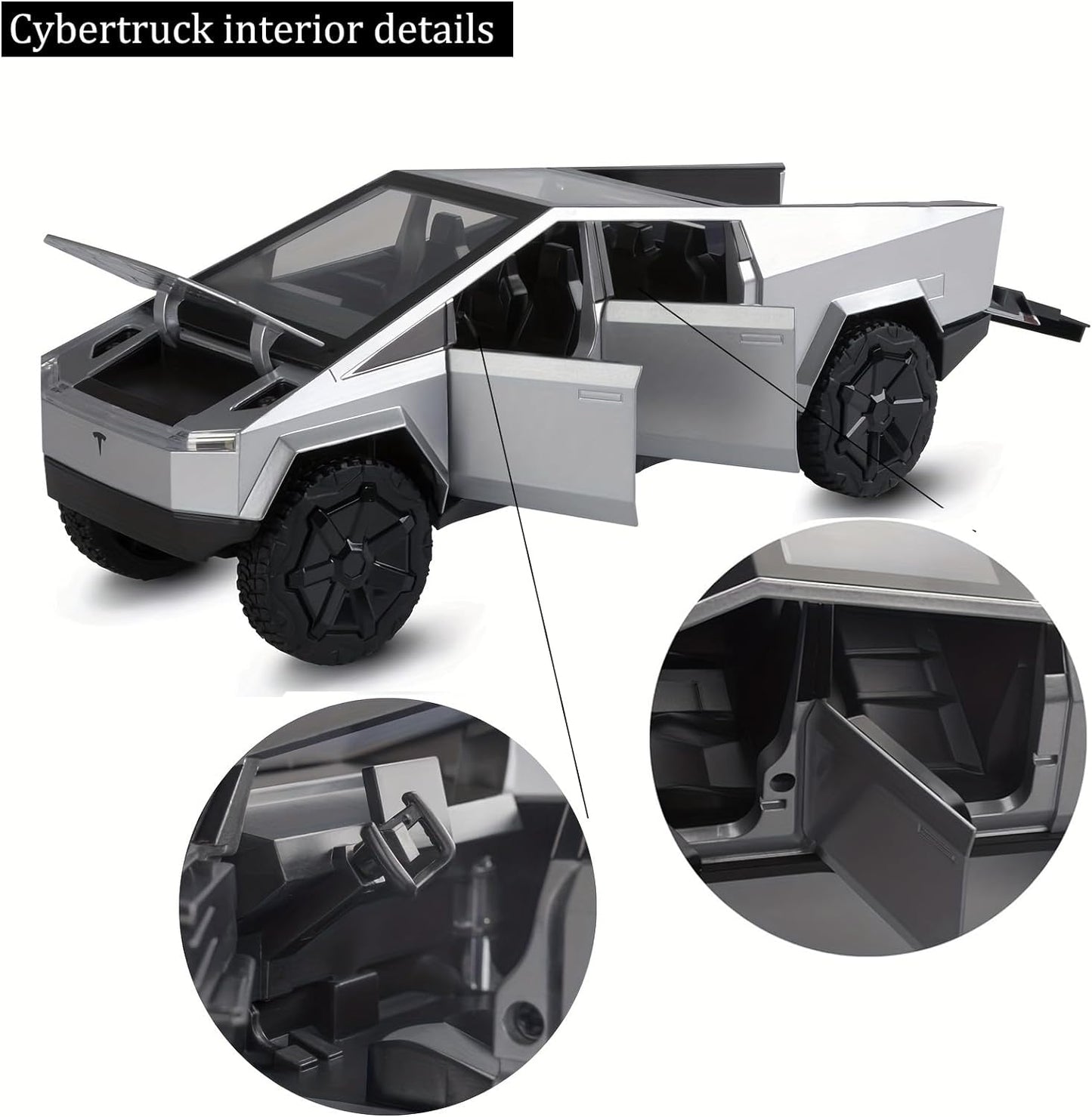 Tesla Cyber Truck Pick-up Trailer Camper Scale Model Diecast Metalcar - All Size