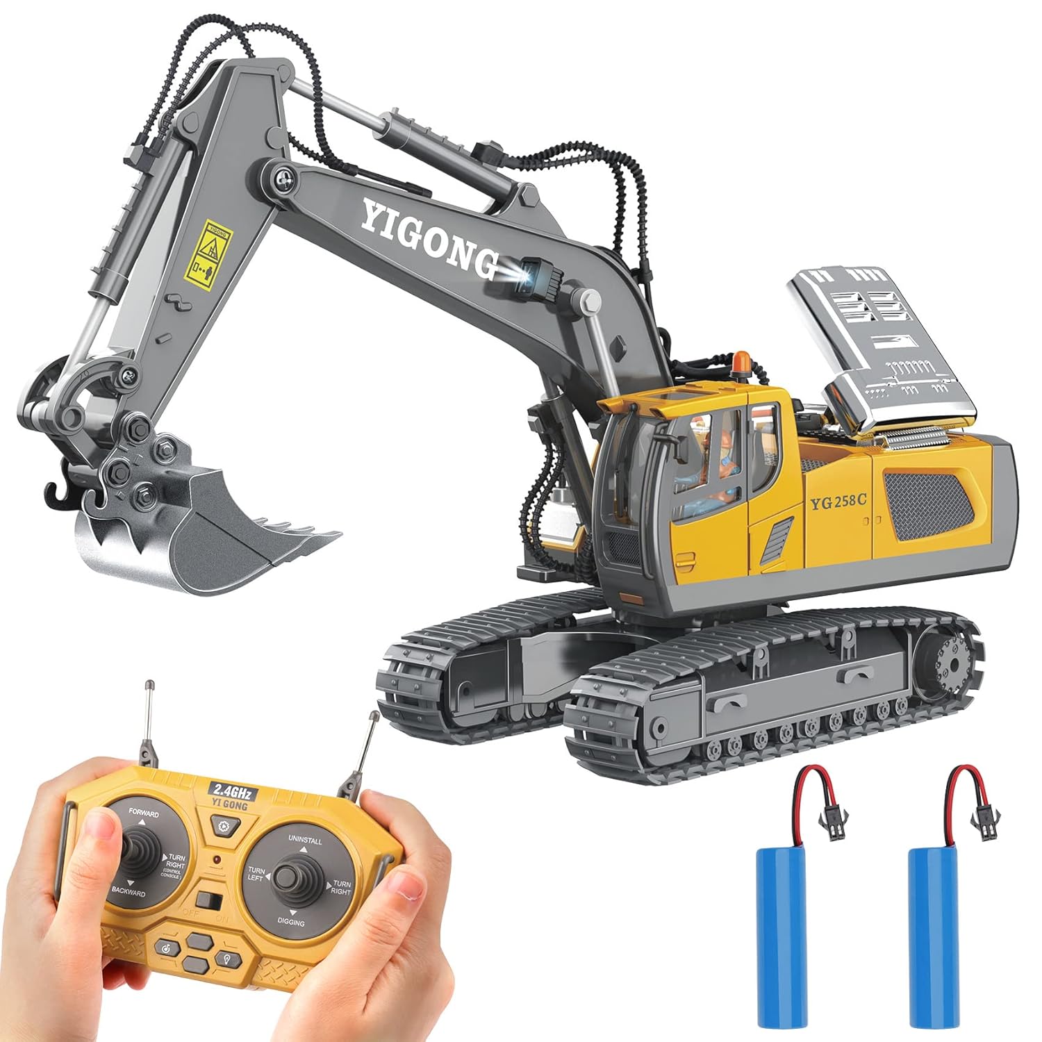 EXCAVATOR TOYS FOR BOYS 3-5 YEAR OLD REMOTE CONTROL DIGGER CONSTRUCTION TOYS RC VEHICLES TRACTOR SANDBOX TRUCK FOR BOYS 5-7 YEAR OLD [SIZE:-28CM*28CM*10.5CM]