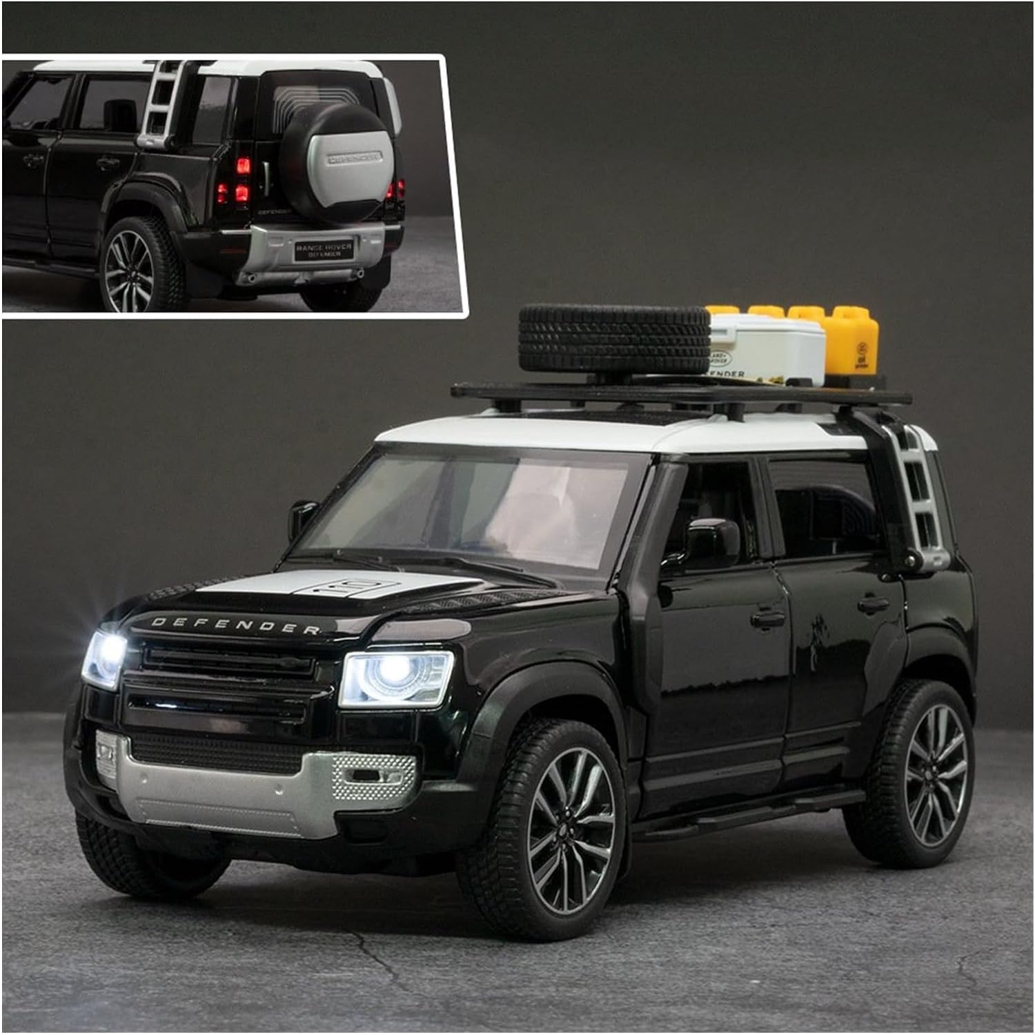 BIG SIZE DEFENDER CAMPING 1:24 DIECAST METAL PULLBACK TOY CAR WITH OPENABLE DOORS & LIGHT, MUSIC BOYS CAR FOR KIDS BEST TOYS GIFTS TOYS FOR KIDS [SIZE:-21CM*8.2CM*7.8CM]【 MULTICOLOR 】