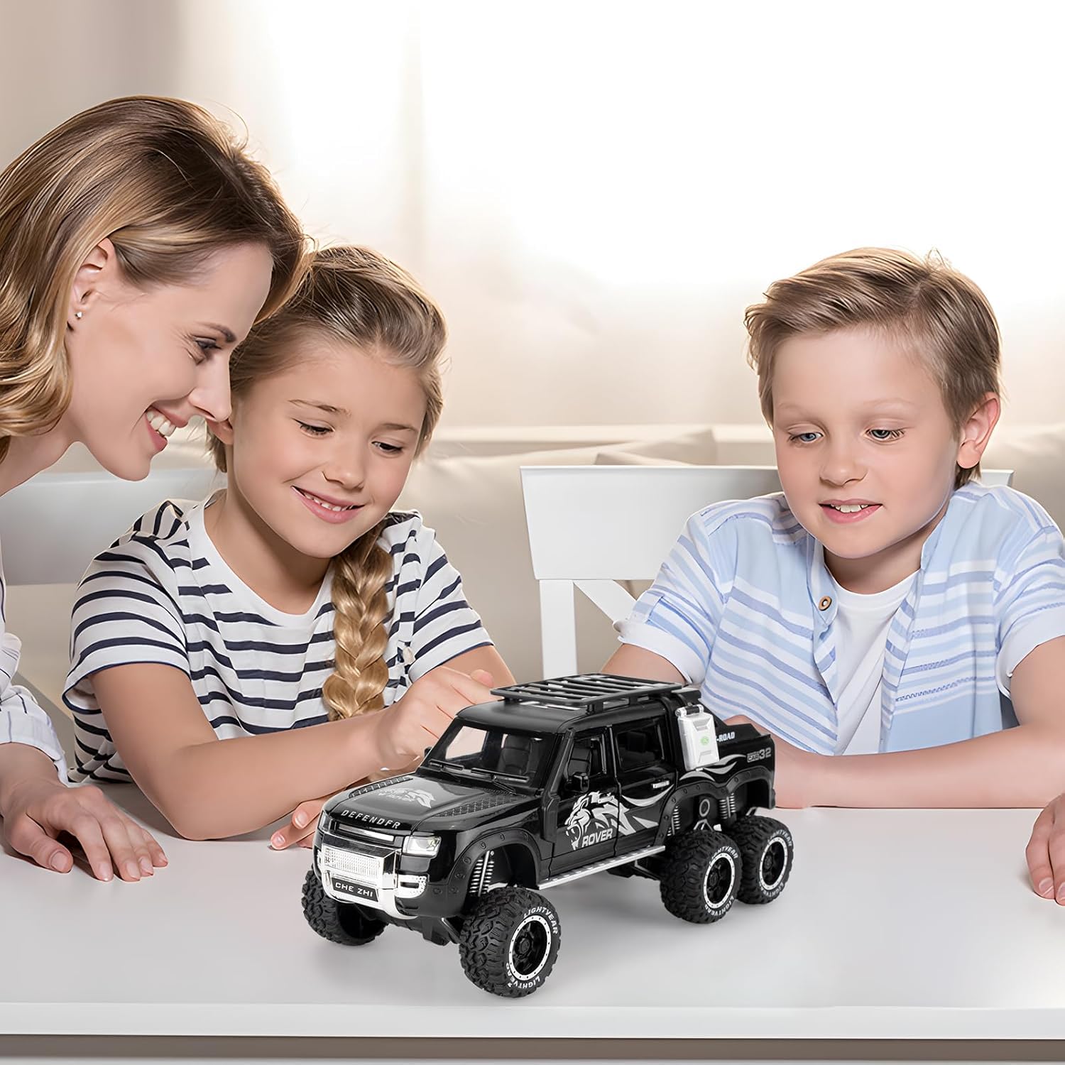 BIG SIZE LAND ROVER DEFENDER GUARD 6X6 1:24 DIECAST METAL PULLBACK TOY CAR WITH OPENABLE DOORS & LIGHT, MUSIC BOYS CAR FOR KIDS BEST TOYS GIFTS TOYS FOR KIDS [SIZE:-20CM*9.5CM*5CM]【 MULTICOLOR 】