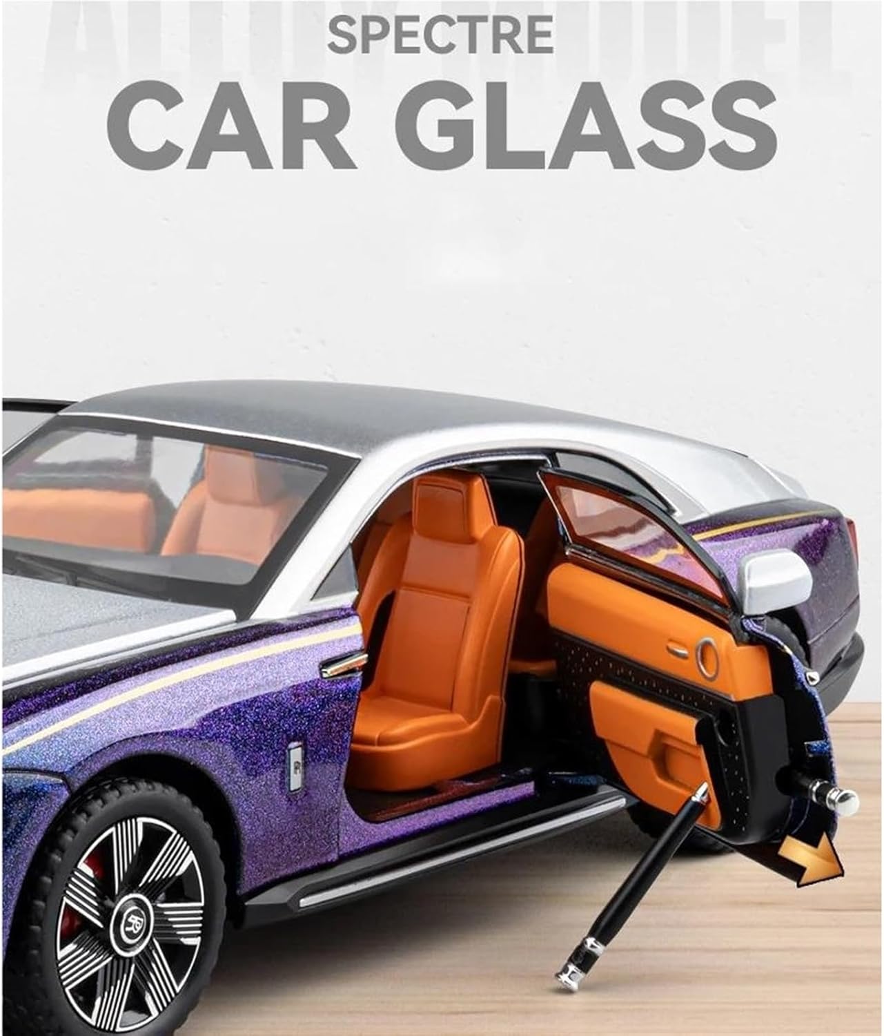 BIG SIZE ROLLS-ROYCE GHOST EWB RESIN 1:24 DIECAST METAL PULLBACK TOY CAR WITH OPENABLE DOORS & LIGHT, MUSIC BOYS CAR FOR KIDS BEST TOYS GIFTS TOYS FOR KIDS [SIZE:-21.7CM*9CM*6.5CM]【 MULTICOLOR 】