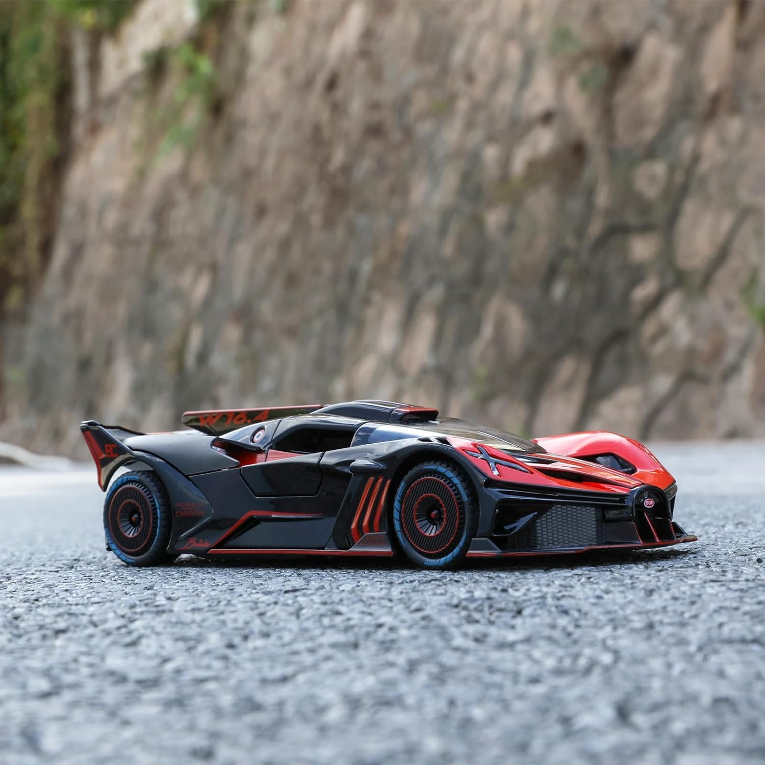 BIG SIZE BUGATTI BOLIDE 1:24 DIECAST METAL PULLBACK TOY CAR WITH OPENABLE DOORS & LIGHT, MUSIC BOYS CAR FOR KIDS BEST TOYS GIFTS TOYS FOR KIDS [SIZE:-21.5CM*9.8CM*5CM]【 MULTICOLOR 】