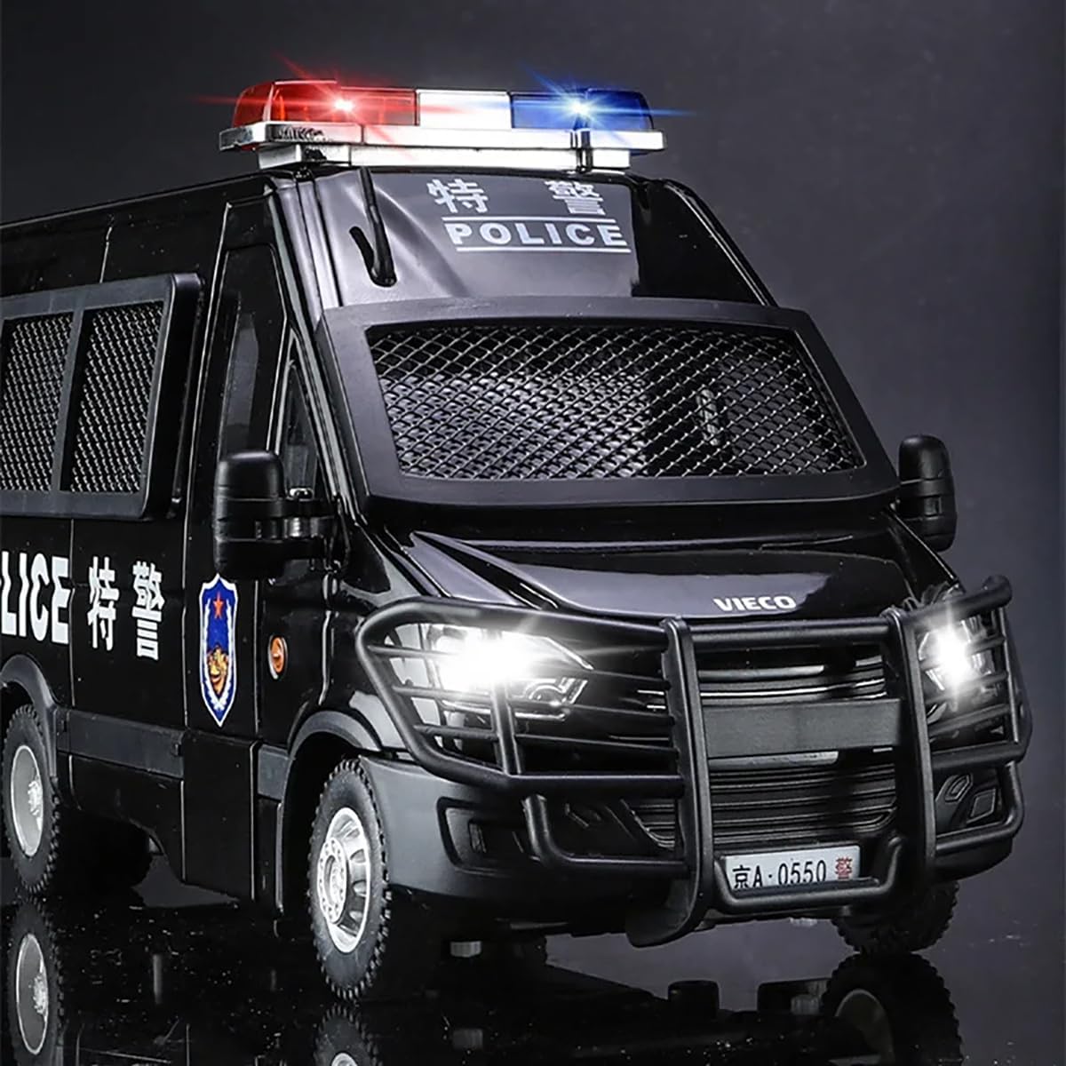 BIG SIZE POLICE VAN 1:24 DIECAST METAL PULLBACK TOY CAR WITH OPENABLE DOORS & LIGHT, MUSIC BOYS CAR FOR KIDS BEST TOYS GIFTS TOYS FOR KIDS [SIZE:-21CM*10CM*9CM]【 MULTICOLOR 】