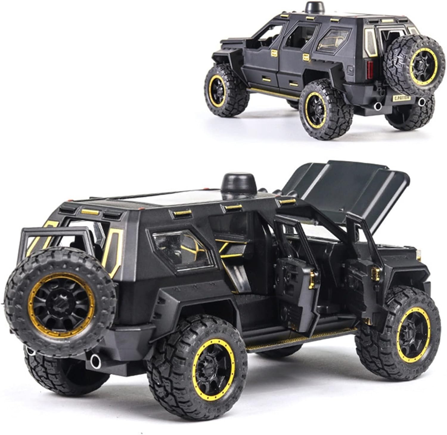 BIG SIZE G-PATTON 1:24 DIECAST METAL PULLBACK TOY CAR WITH OPENABLE DOORS & LIGHT, MUSIC BOYS CAR FOR KIDS BEST TOYS GIFTS TOYS FOR KIDS [SIZE:-19.6CM*8.3CM*8.3CM]【 MULTICOLOR 】