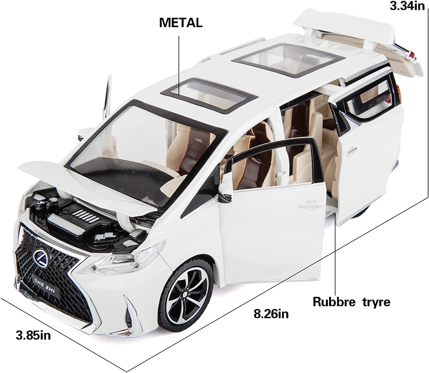 TOYOTA LEXUS LM300 1:24 DIECAST METAL PULLBACK TOY CAR WITH OPENABLE DOORS & LIGHT, MUSIC BOYS CAR FOR KIDS BEST TOYS GIFTS TOYS FOR KIDS [SIZE:-22CM*9CM*7CM]【 MULTICOLOR 】