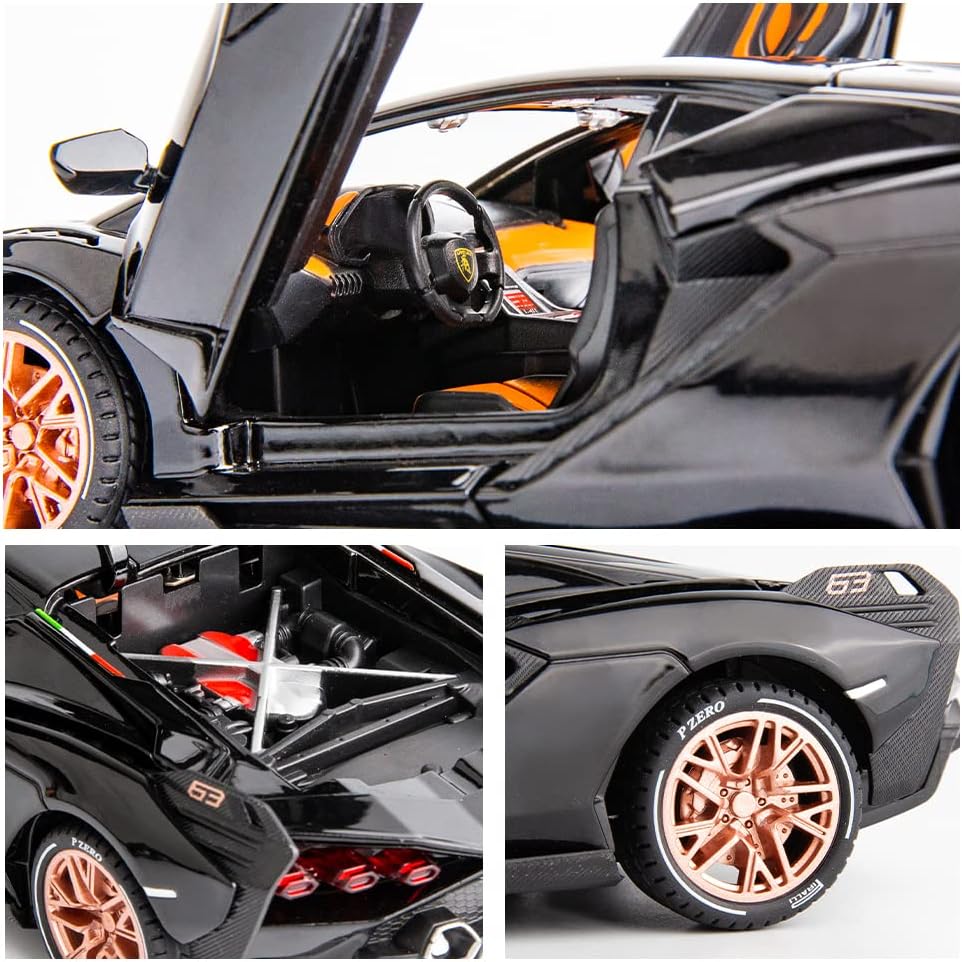 1:24 Metal Car Lamborghini Sian Die Cast Alloy Light & Sound MultiColor (MultiColor, Pack Of1)