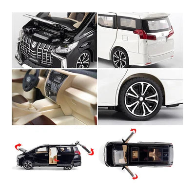 Big 1/24 Toyota Alphard Toy Car Metal Pull Back Diecast Car with Openable Door and Sound Light, Gifts Toys for Kids【 Multicolor 】[Size : 20.5Cm* 9Cm*7.5Cm]