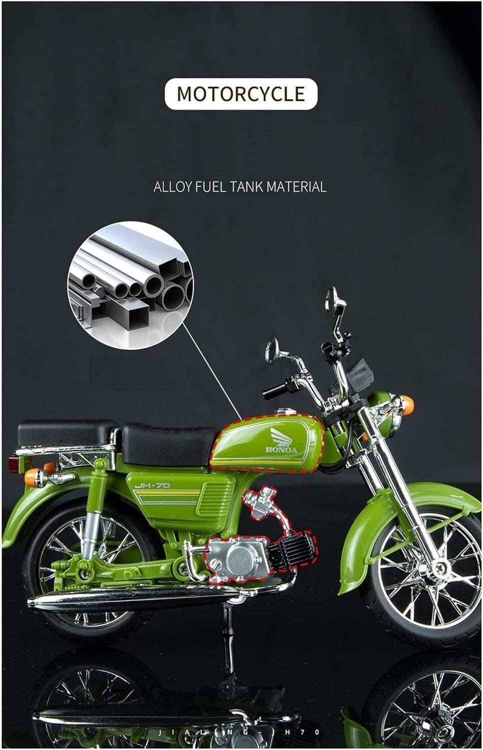 1:12 SIMULATED HONDA JIALING MOTORCYCLE JH70 GIFT MOTORCYCLE MODEL ALLOY TOY MODEL FOR DECORATION MODEL OF MOTORCYCLE [SIZE:-17.5CM*11.5CM*3.3CM]【RANDOM COLOUR】