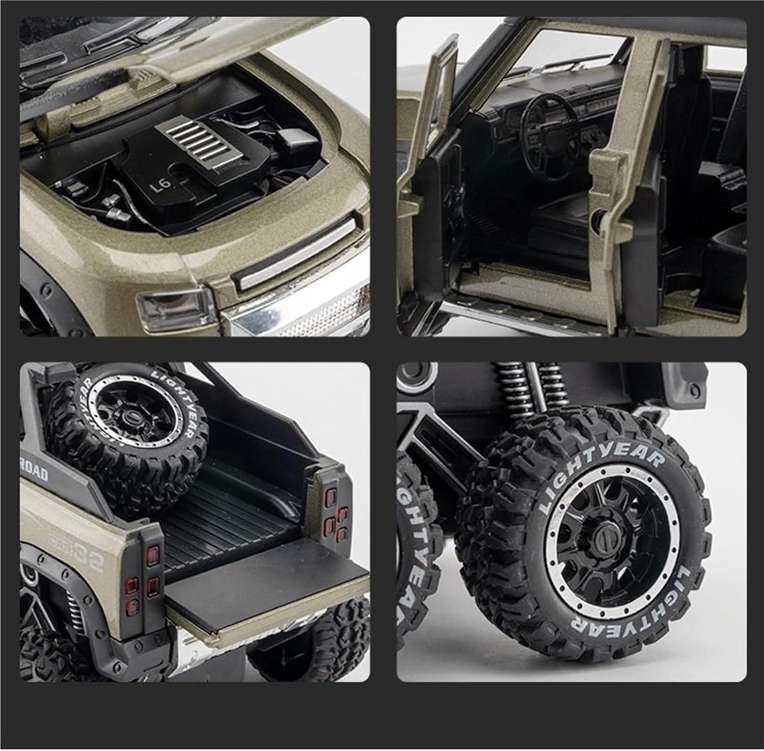 BIG SIZE LAND ROVER DEFENDER GUARD 6X6 1:24 DIECAST METAL PULLBACK TOY CAR WITH OPENABLE DOORS & LIGHT, MUSIC BOYS CAR FOR KIDS BEST TOYS GIFTS TOYS FOR KIDS [SIZE:-20CM*9.5CM*5CM]【 MULTICOLOR 】