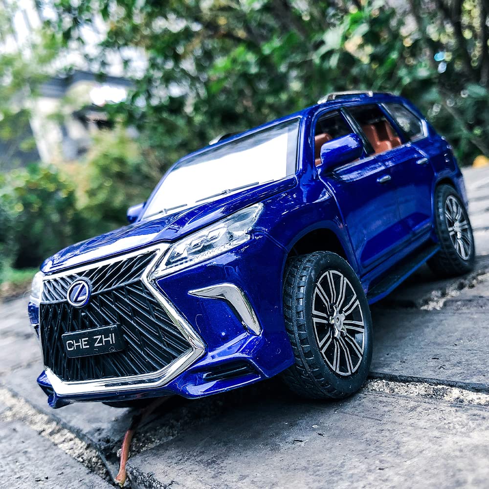 BIG SIZE LEXUS LX570 1:24 DIECAST METAL PULLBACK TOY CAR WITH OPENABLE DOORS & LIGHT, MUSIC BOYS CAR FOR KIDS BEST TOYS GIFTS TOYS FOR KIDS [SIZE:-21CM*9.5CM*8.4CM]【 MULTICOLOR 】