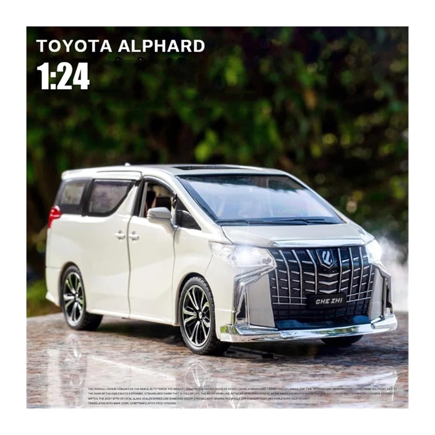 Big 1/24 Toyota Alphard Toy Car Metal Pull Back Diecast Car with Openable Door and Sound Light, Gifts Toys for Kids【 Multicolor 】[Size : 20.5Cm* 9Cm*7.5Cm]