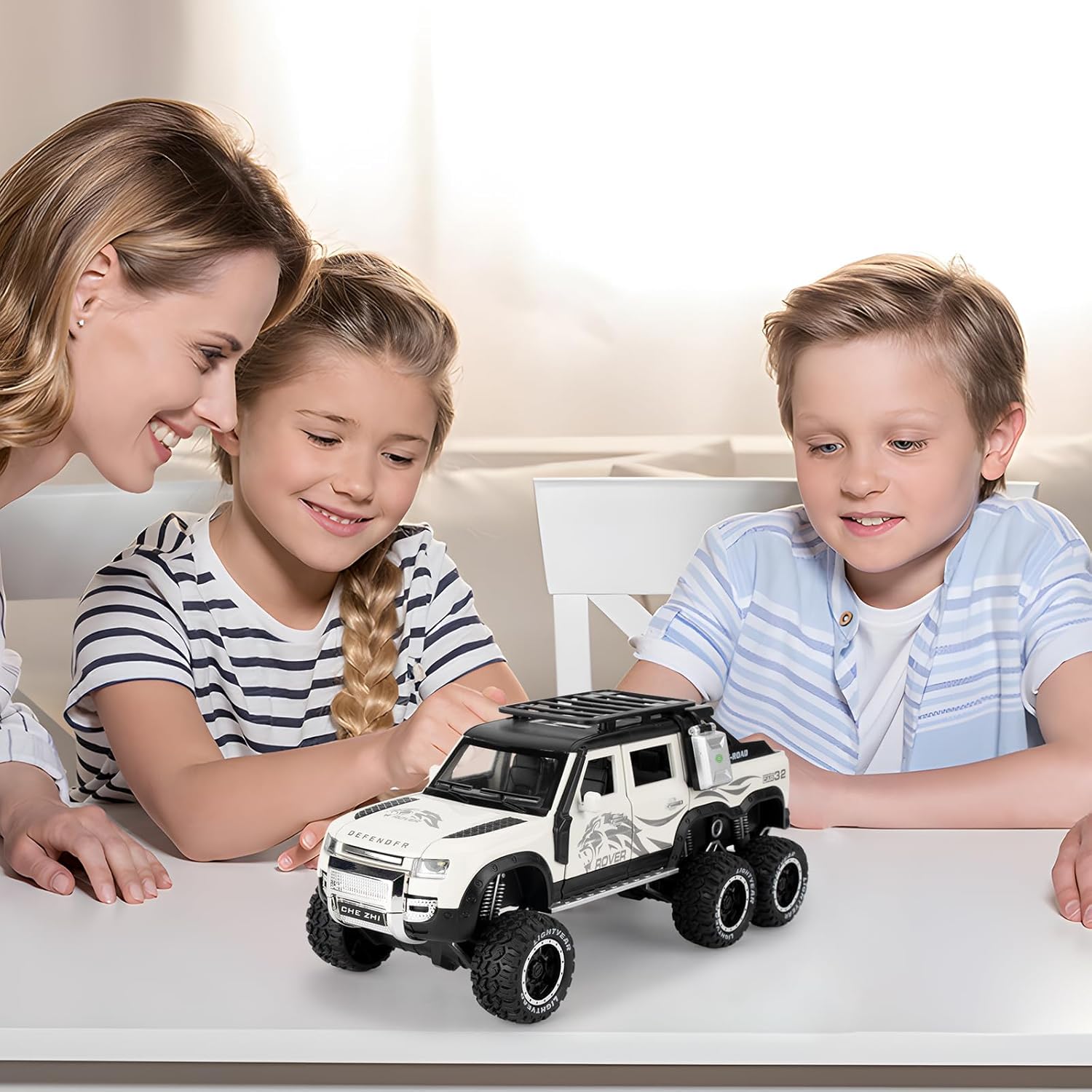 BIG SIZE LAND ROVER DEFENDER GUARD 6X6 1:24 DIECAST METAL PULLBACK TOY CAR WITH OPENABLE DOORS & LIGHT, MUSIC BOYS CAR FOR KIDS BEST TOYS GIFTS TOYS FOR KIDS [SIZE:-20CM*9.5CM*5CM]【 MULTICOLOR 】