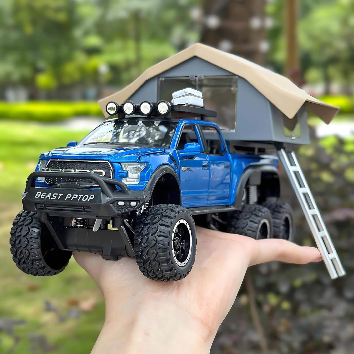 TRUCKS FOR KIDS F150 RAPTOR DIECAST TRUCKS, MODEL F150 PICKUP TRUCK WITH SIGHTSEEING CABIN, PULL BACK TRUCK TOYS WITH LIGHT AND SOUND [SIZE:-22CM*13.4CM*12.2CM]【 MULTICOLOR 】