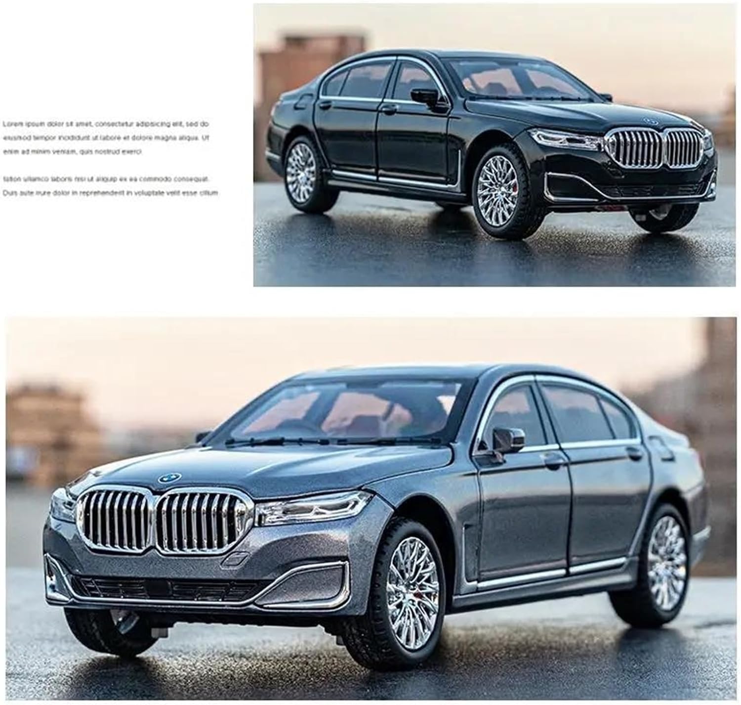 BMW 760Li Big 1:24 Diecast Scale Model Metal Pull Back with Openable Doors & Light, Music Toy Vehicle for Kids [SIZE:-21 CM*9CM*8.5CM]【 MULTICOLOR 】