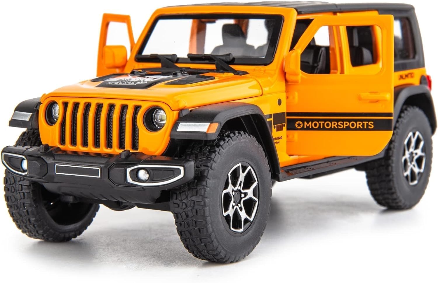 WRANGLER RUBICON THAR JEEP DIECAST METAL PULLBACK TOY CAR WITH OPENABLE DOORS & LIGHT, MUSIC BOYS CAR FOR KIDS BEST TOYS GIFTS TOYS FOR KIDS [SIZE:-17CM*7CM*6.8CM]【 MULTICOLOR 】