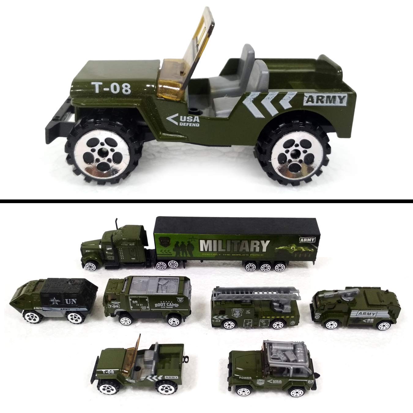 Military Army Truck Vehicle Toy Set Mini Scale Model Diecast Metalcar - All Size