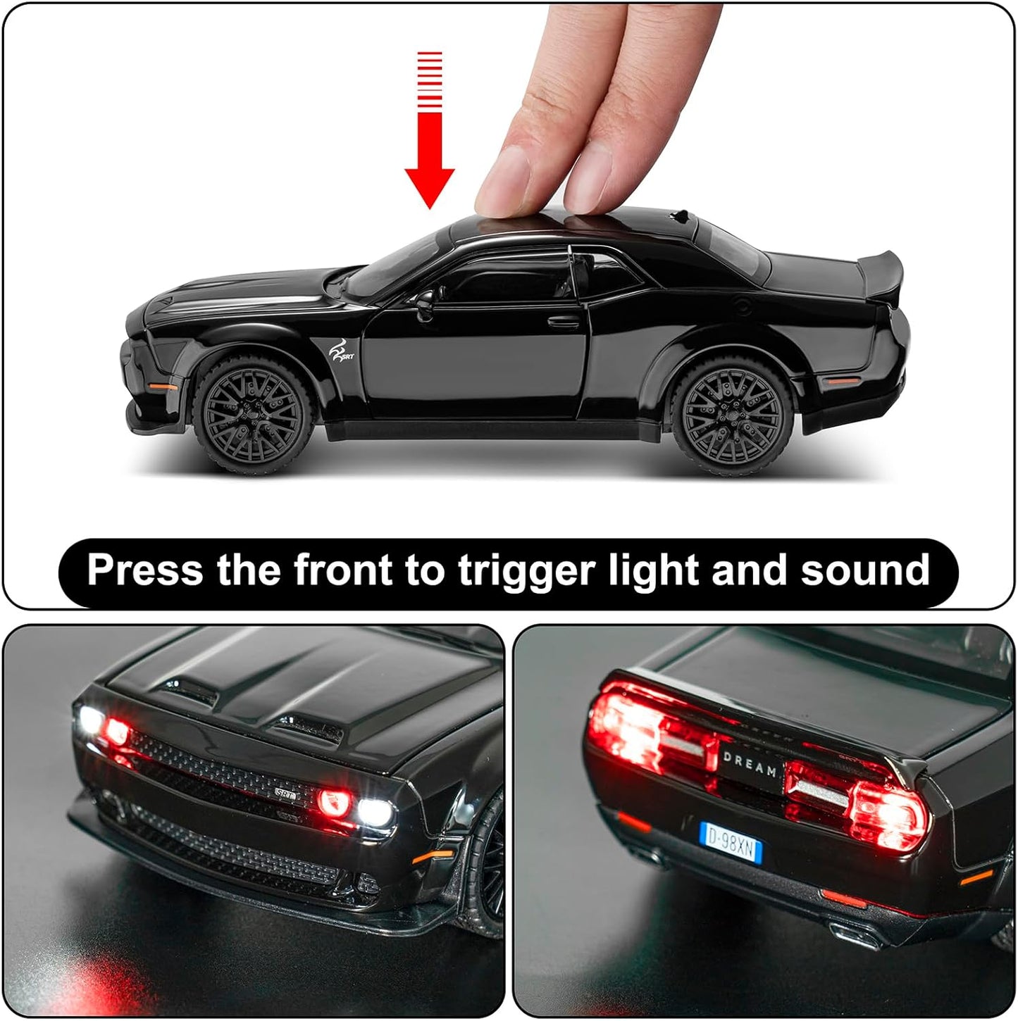 Dodge Challenger Hellcat Scale Model Diecast Metal Car - All Size