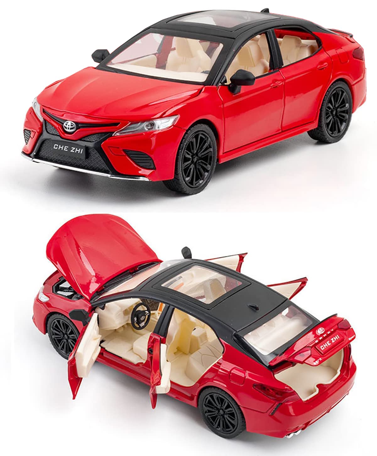 BIG SIZE TOYOTA CAMRRY 1:24 DIECAST METAL PULLBACK TOY CAR WITH OPENABLE DOORS & LIGHT, MUSIC BOYS CAR FOR KIDS BEST TOYS GIFTS TOYS FOR KIDS [SIZE:-20.5CM*9CM*6.2CM]【 MULTICOLOR 】