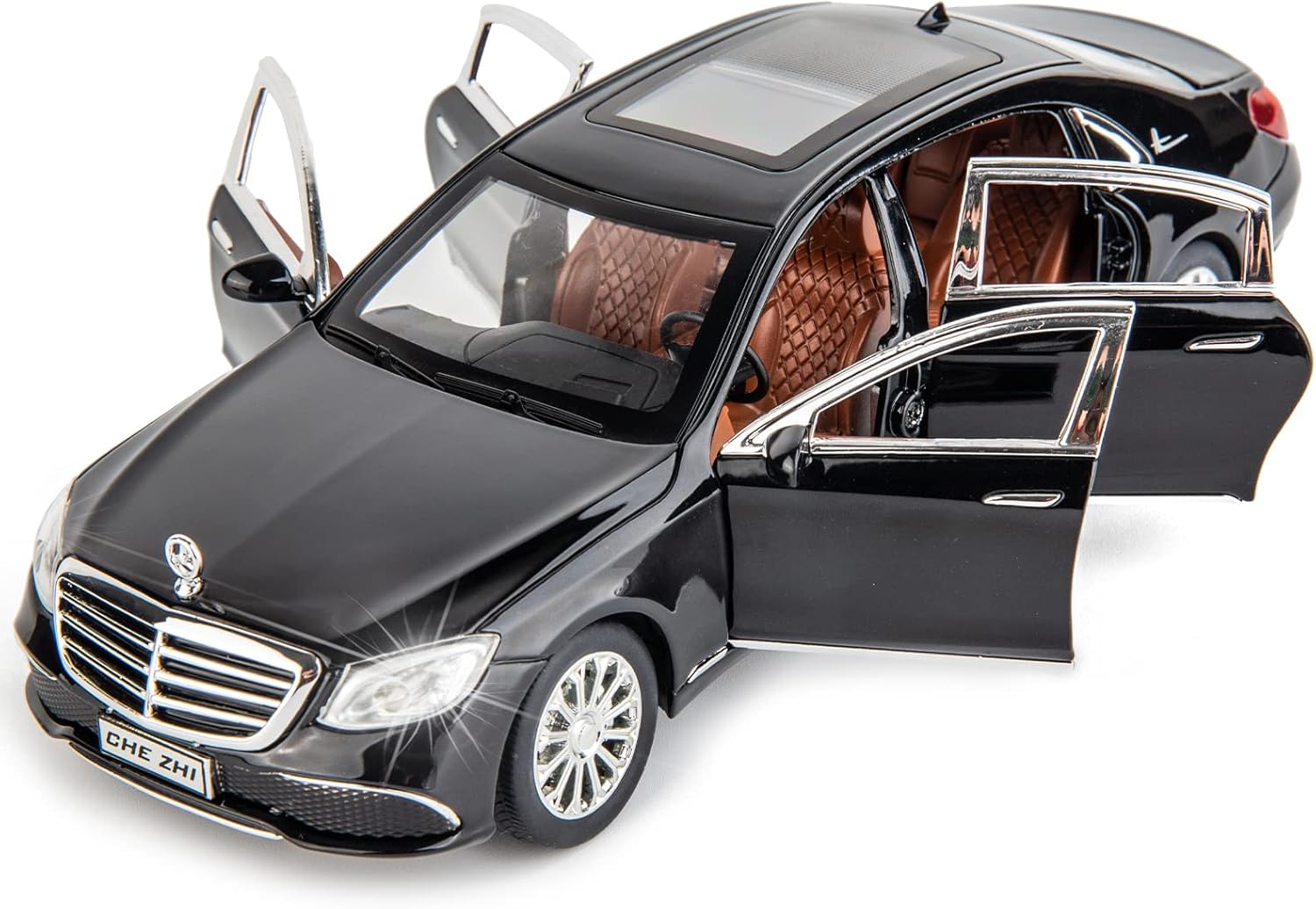 BIG SIZE MERCEDES BENZ E300 1:24 DIECAST METAL PULLBACK TOY CAR WITH OPENABLE DOORS & LIGHT, MUSIC BOYS CAR FOR KIDS BEST TOYS GIFTS TOYS FOR KIDS [SIZE:-22CM*9CM*7CM]【 MULTICOLOR 】