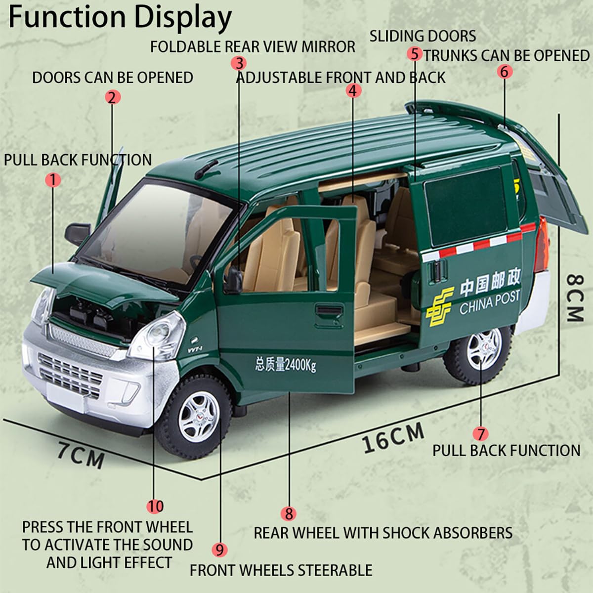 Wuling Postal Van Scale Model Diecast Metalcar - All Size