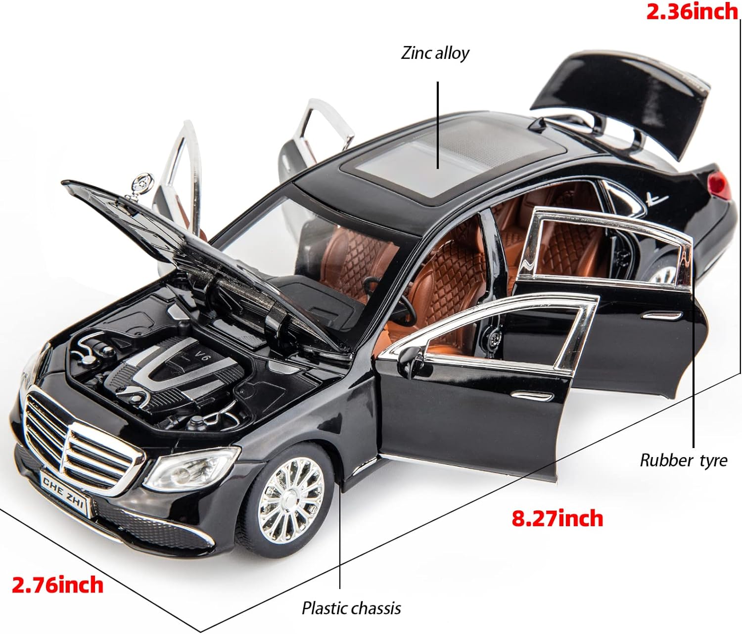 BIG SIZE MERCEDES BENZ E300 1:24 DIECAST METAL PULLBACK TOY CAR WITH OPENABLE DOORS & LIGHT, MUSIC BOYS CAR FOR KIDS BEST TOYS GIFTS TOYS FOR KIDS [SIZE:-22CM*9CM*7CM]【 MULTICOLOR 】