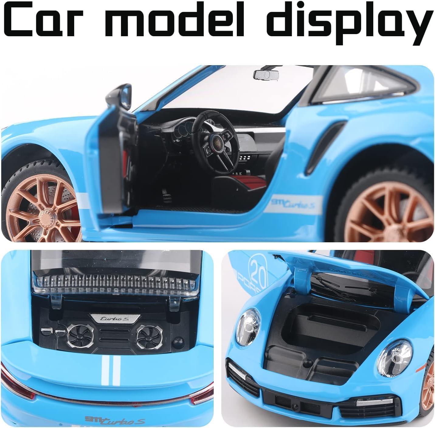 PORSCHE 911 1:32 DIECAST METAL PULLBACK TOY CAR WITH OPENABLE DOORS & LIGHT, MUSIC BOYS CAR FOR KIDS BEST TOYS GIFTS TOYS FOR KIDS [SIZE:-16.3CM*7.5CM*4.6CM]【 MULTICOLOR 】