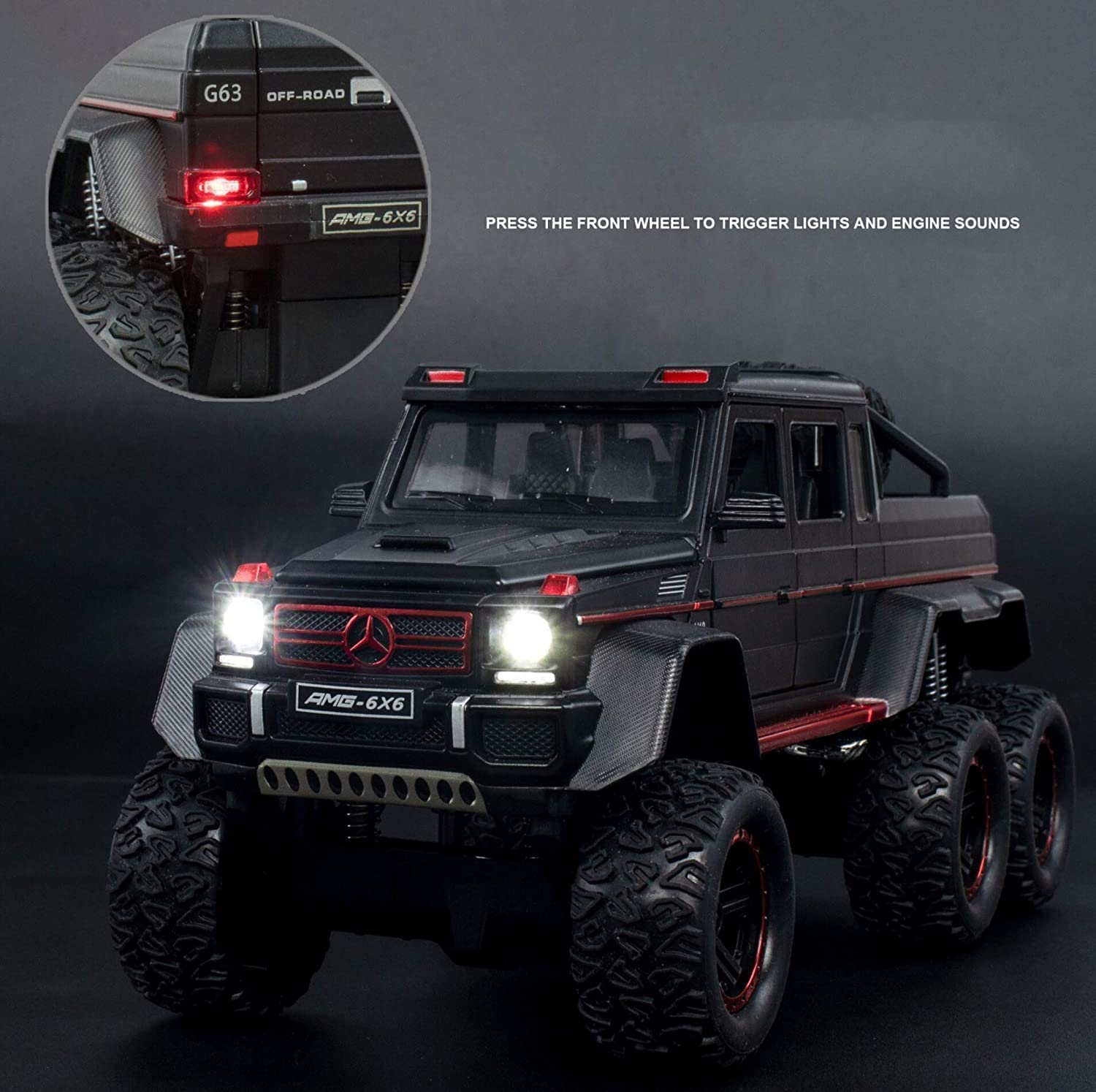 1:24 Diecast Metal Car AMG 6X6 Die Cast Big Scale Model Alloy [Size : 21Cm*11Cm*10Cm]