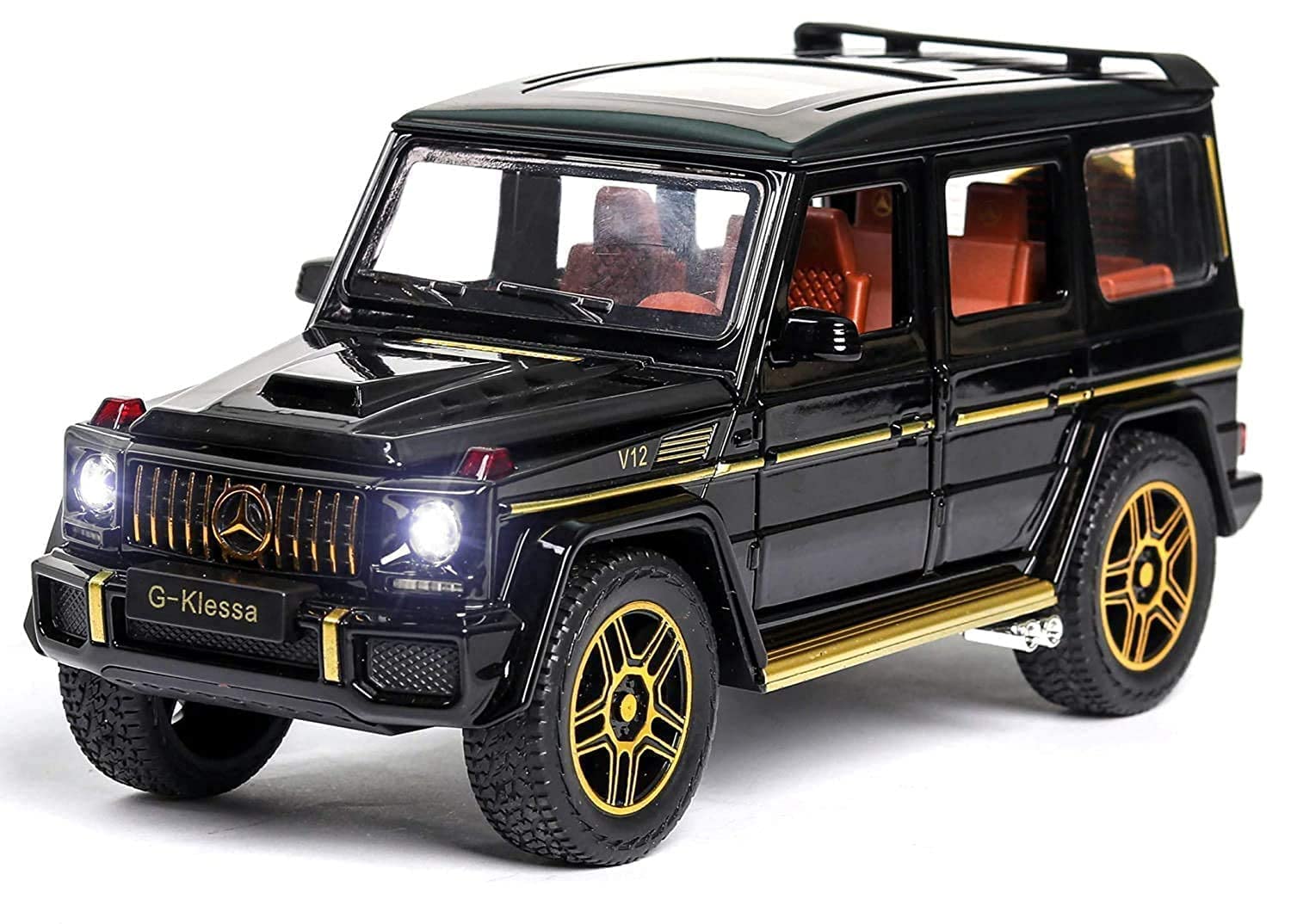 BIG SIZE MERCEDES BENZ G-KLESSA G-63 1:24 DIECAST METAL PULLBACK TOY CAR WITH OPENABLE DOORS & LIGHT, MUSIC BOYS CAR FOR KIDS BEST TOYS GIFTS TOYS FOR KIDS [SIZE:-22CM*9.3CM*8.5CM]【 MULTICOLOR 】