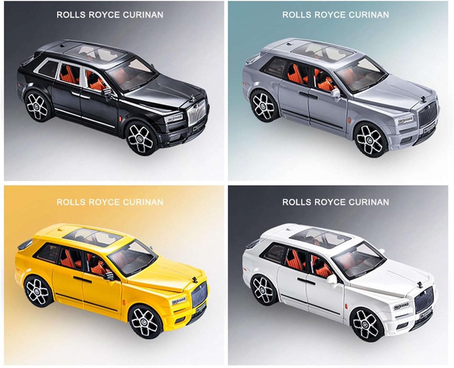 BIG SIZE ROLLS ROYCE CULLINAN 1:24 DIECAST METAL PULLBACK TOY CAR WITH OPENABLE DOORS & LIGHT, MUSIC BOYS CAR FOR KIDS BEST TOYS GIFTS TOYS FOR KIDS [SIZE:-22.5CM*9CM*7.5CM]【 MULTICOLOR 】