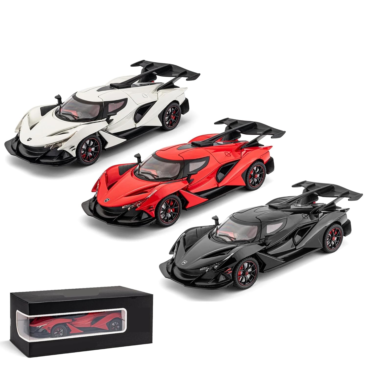 Big 1/24 Apollo IE Toy Car Metal Pull Back Diecast Car with Openable Door and Sound Light, Gifts Toys for Kids [SIZE : 20.5CM* 9CM*7.5CM]【 Multicolor 】