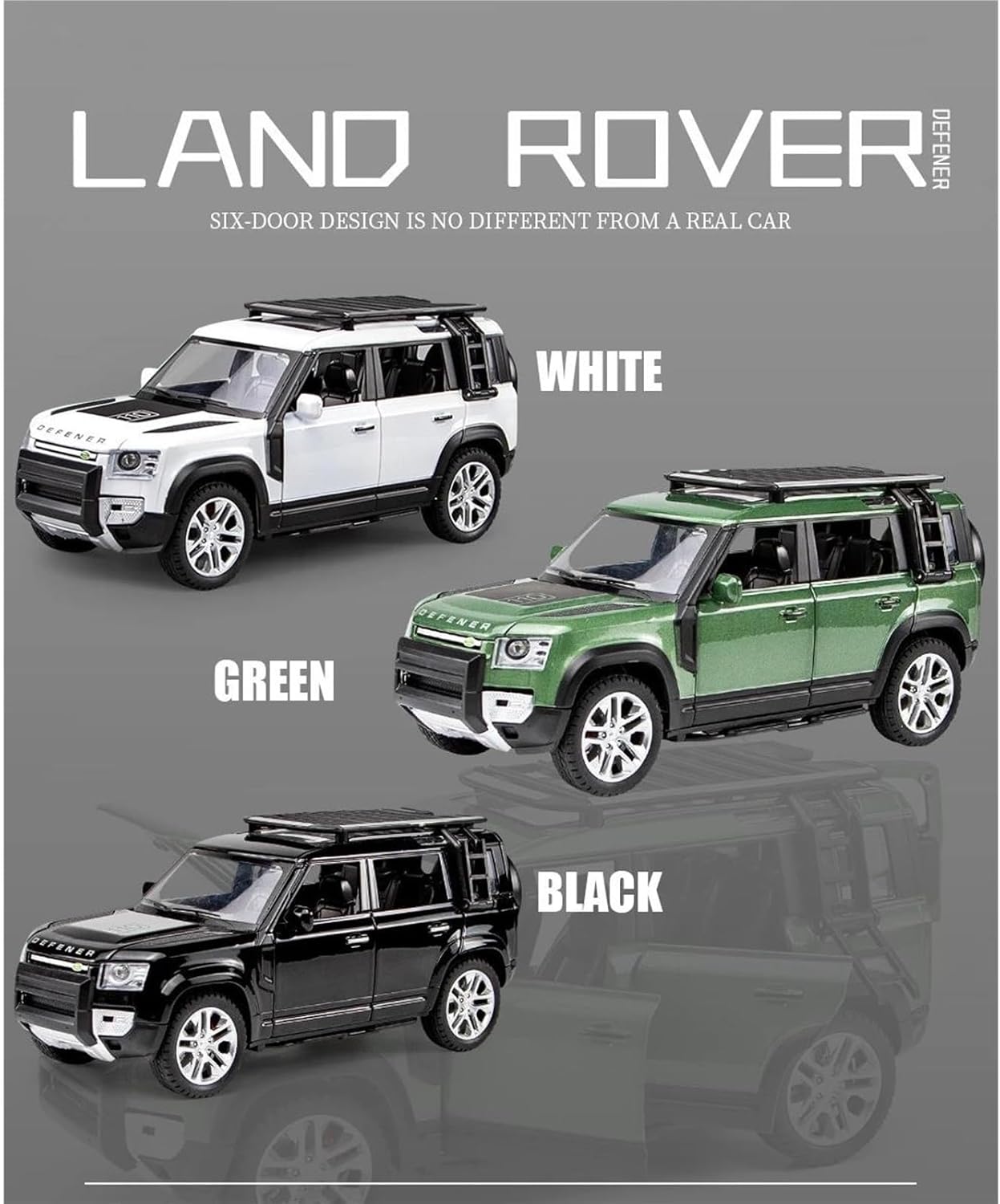 BIG SIZE DEFENDER CAMPING 1:24 DIECAST METAL PULLBACK TOY CAR WITH OPENABLE DOORS & LIGHT, MUSIC BOYS CAR FOR KIDS BEST TOYS GIFTS TOYS FOR KIDS [SIZE:-21CM*8.2CM*7.8CM]【 MULTICOLOR 】