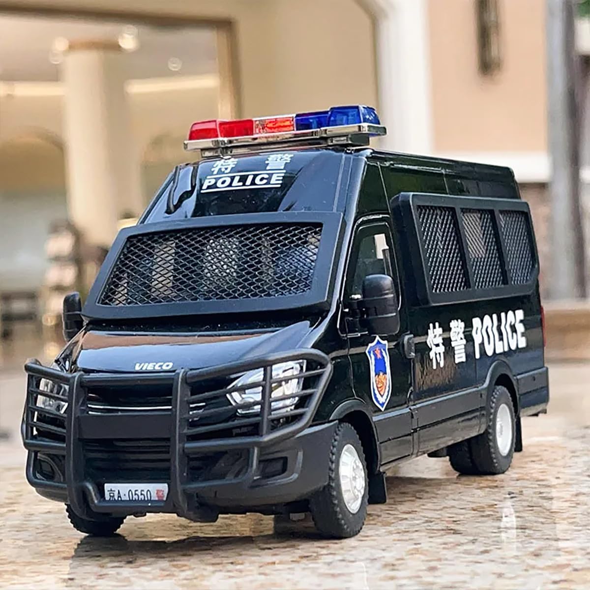 BIG SIZE POLICE VAN 1:24 DIECAST METAL PULLBACK TOY CAR WITH OPENABLE DOORS & LIGHT, MUSIC BOYS CAR FOR KIDS BEST TOYS GIFTS TOYS FOR KIDS [SIZE:-21CM*10CM*9CM]【 MULTICOLOR 】