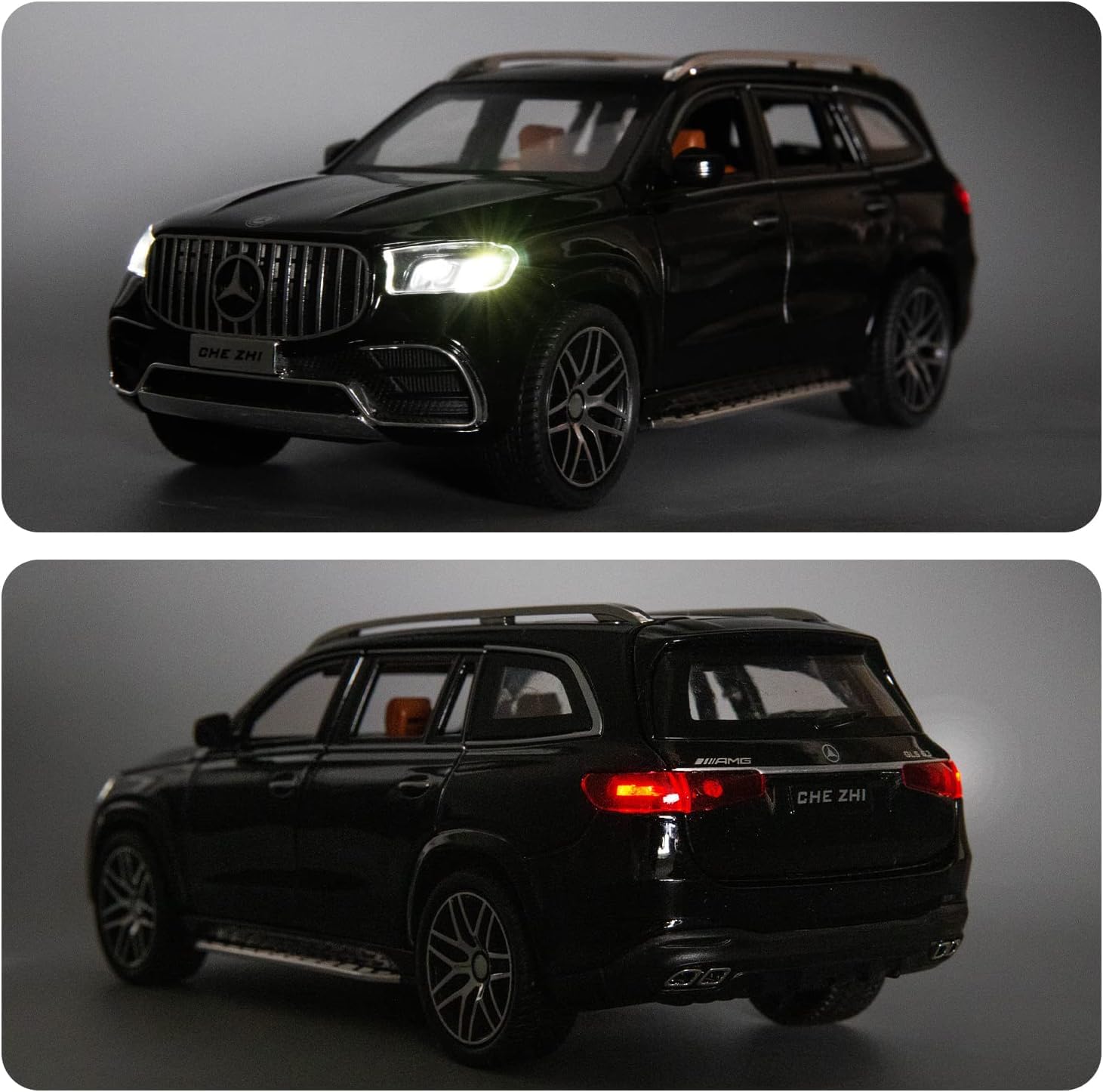 BIG SIZE MERCEDES BENZ GLS63 MAYBACH 1:24 DIECAST METAL PULLBACK TOY CAR WITH OPENABLE DOORS & LIGHT, MUSIC BOYS CAR FOR KIDS BEST TOYS GIFTS TOYS FOR KIDS [SIZE:-21CM*8.5CM*8CM]【 MULTICOLOR 】