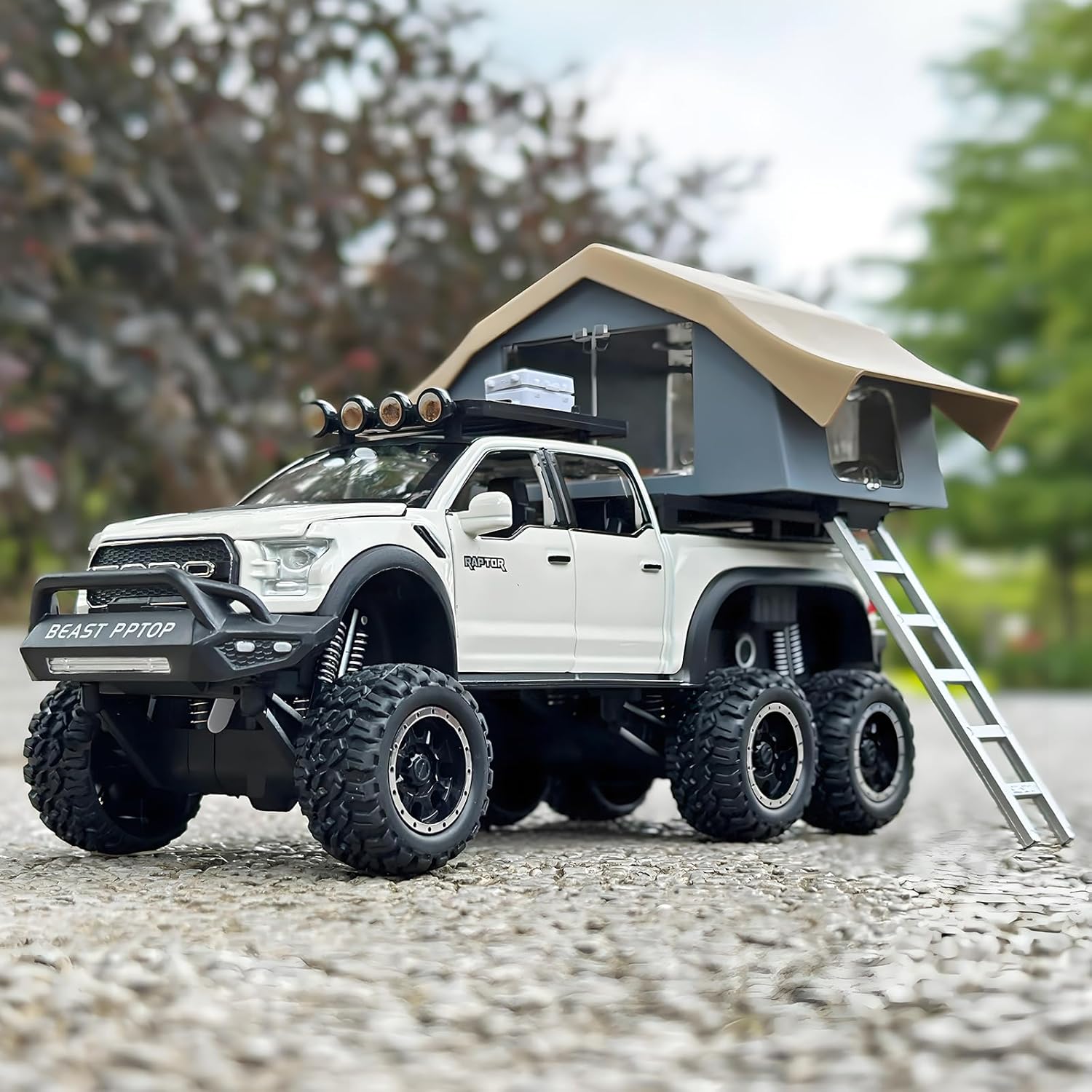 TRUCKS FOR KIDS F150 RAPTOR DIECAST TRUCKS, MODEL F150 PICKUP TRUCK WITH SIGHTSEEING CABIN, PULL BACK TRUCK TOYS WITH LIGHT AND SOUND [SIZE:-22CM*13.4CM*12.2CM]【 MULTICOLOR 】