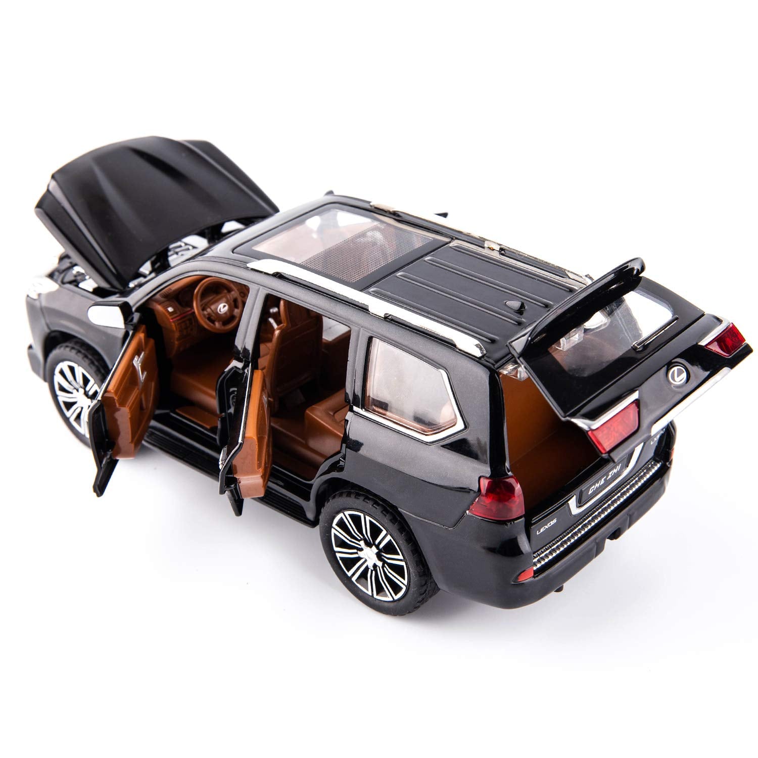 BIG SIZE LEXUS LX570 1:24 DIECAST METAL PULLBACK TOY CAR WITH OPENABLE DOORS & LIGHT, MUSIC BOYS CAR FOR KIDS BEST TOYS GIFTS TOYS FOR KIDS [SIZE:-21CM*9.5CM*8.4CM]【 MULTICOLOR 】