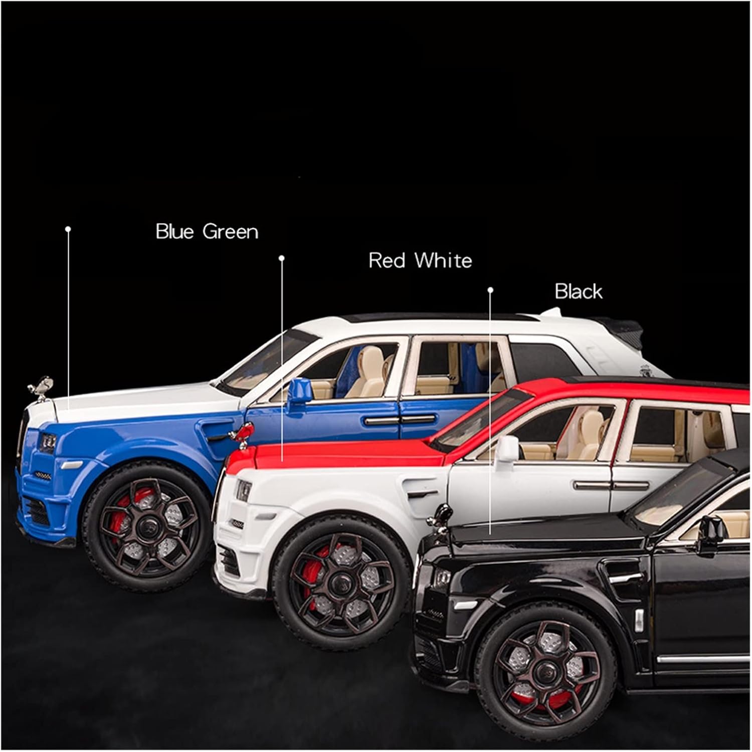 BIG SIZE ROLLS ROYCE CULLINAN 1:24 DIECAST METAL PULLBACK TOY CAR WITH OPENABLE DOORS & LIGHT, MUSIC BOYS CAR FOR KIDS BEST TOYS GIFTS TOYS FOR KIDS [SIZE:-21CM*8.5CM*5.5CM]【 MULTICOLOR 】