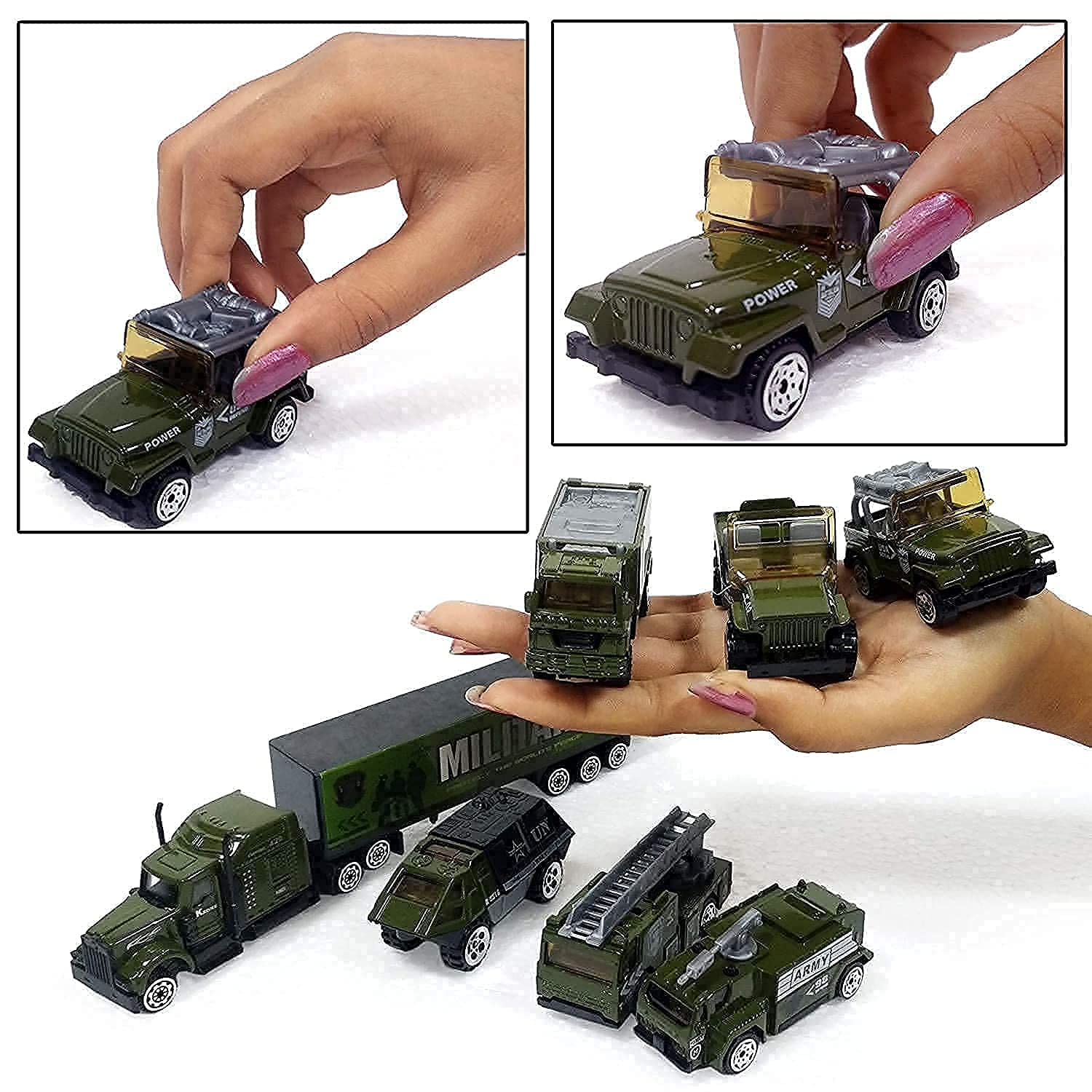 Military Army Truck Vehicle Toy Set Mini Scale Model Diecast Metalcar - All Size