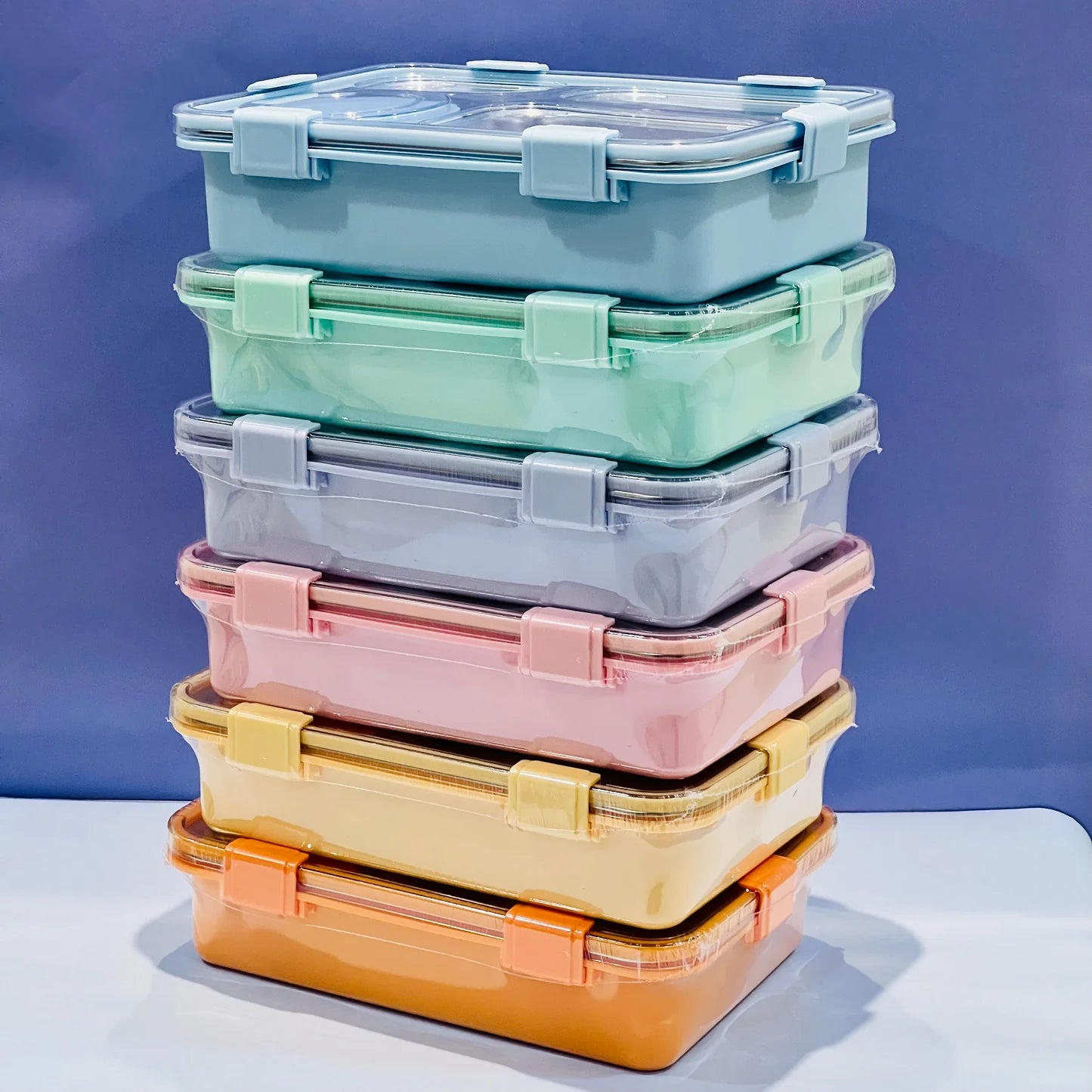 Pastel Lunchbox with 4 Compartments : Best for Adults and Teenagers