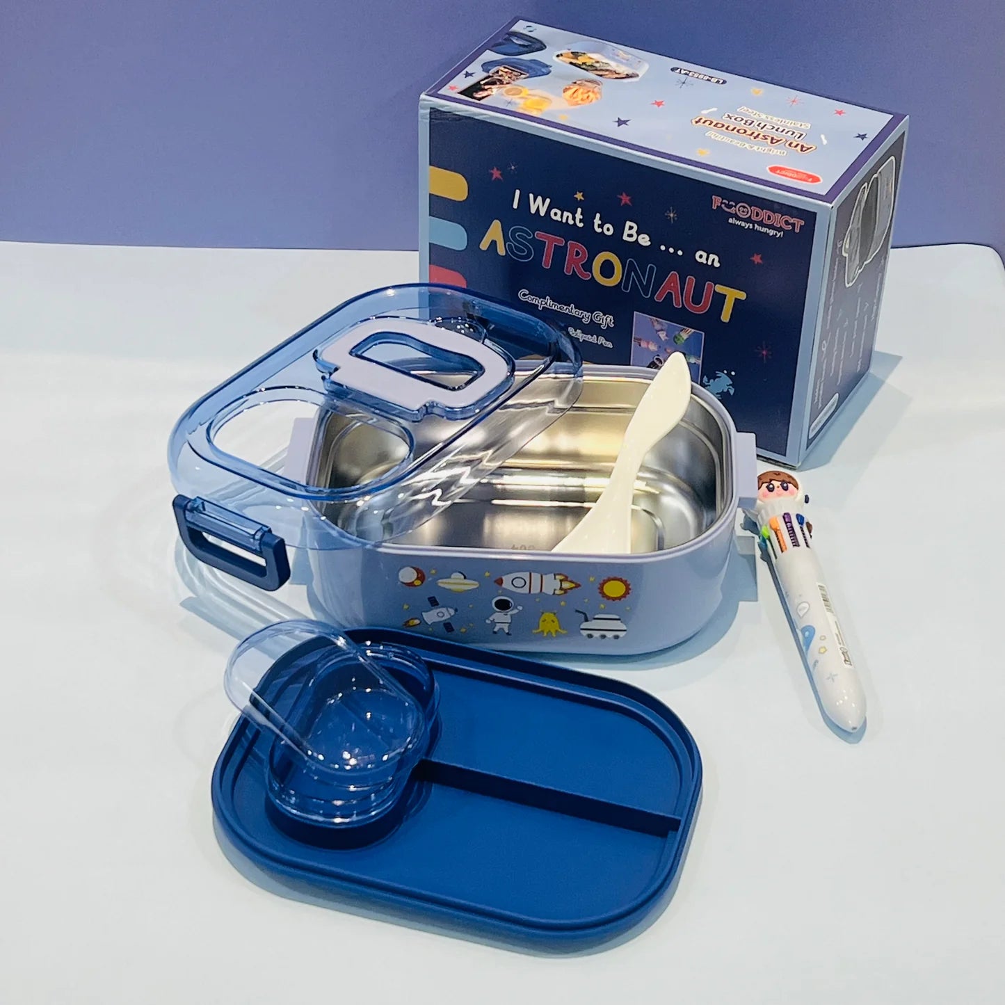 Astronauts Themed Lunch Box : 700ml Capacity with Mobile Holder