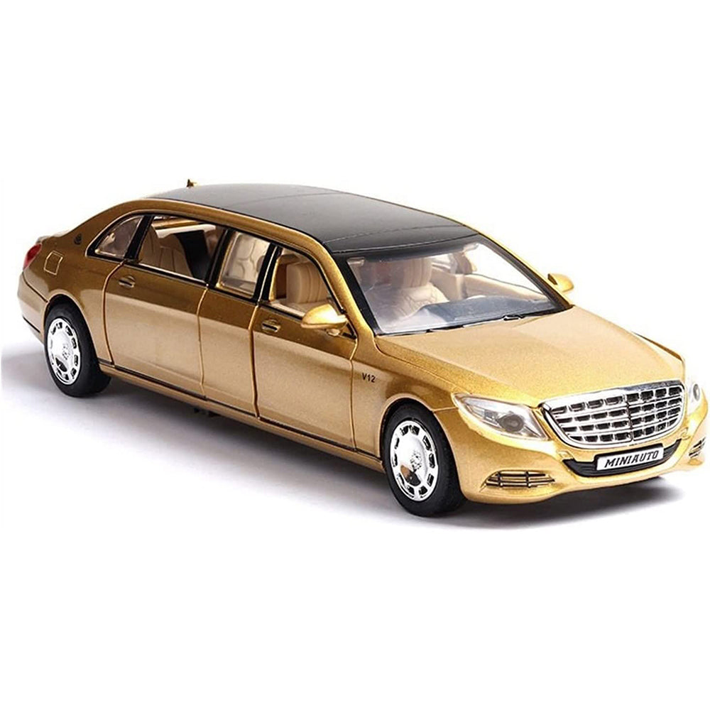 MERCEDES BENZ LONG 1:32 DIECAST METAL PULLBACK TOY CAR WITH OPENABLE DOORS & LIGHT, MUSIC BOYS CAR FOR KIDS BEST TOYS GIFTS TOYS FOR KIDS [SIZE:-21.7CM*7.4CM*5.4CM]【 MULTICOLOR 】