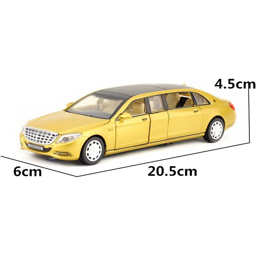 MERCEDES BENZ LONG 1:32 DIECAST METAL PULLBACK TOY CAR WITH OPENABLE DOORS & LIGHT, MUSIC BOYS CAR FOR KIDS BEST TOYS GIFTS TOYS FOR KIDS [SIZE:-21.7CM*7.4CM*5.4CM]【 MULTICOLOR 】