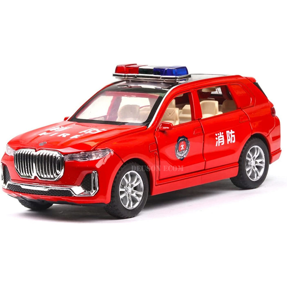 New Police Car 1:32 Metal Car Open Door Light Music Multicolor Pc 1 (White, Pack Of1)