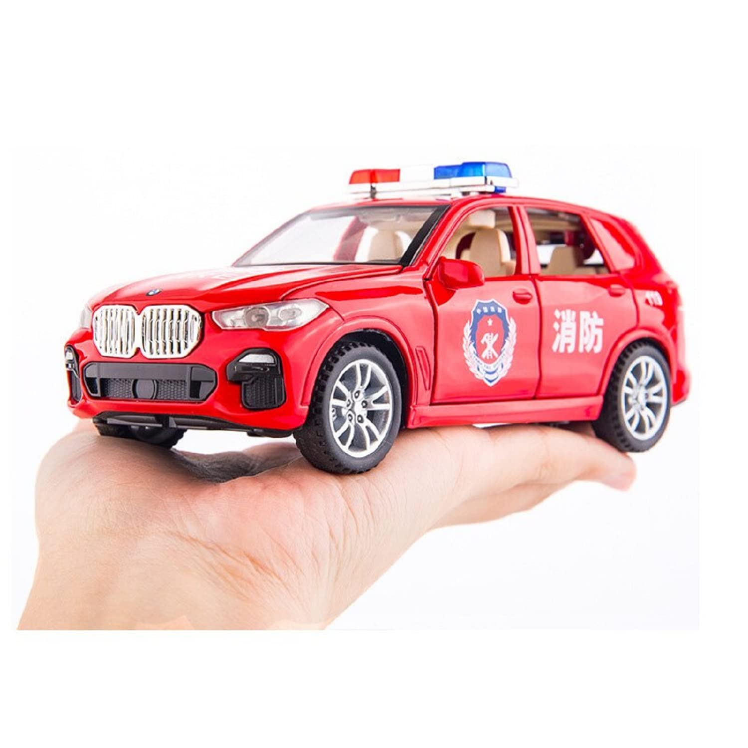 New Police Car 1:32 Metal Car Open Door Light Music Multicolor Pc 1 (White, Pack Of1)