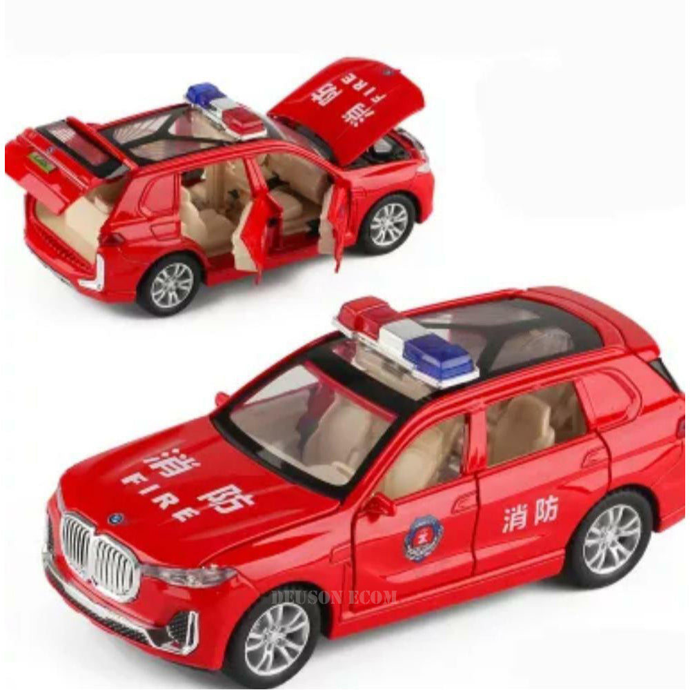 New Police Car 1:32 Metal Car Open Door Light Music Multicolor Pc 1 (White, Pack Of1)